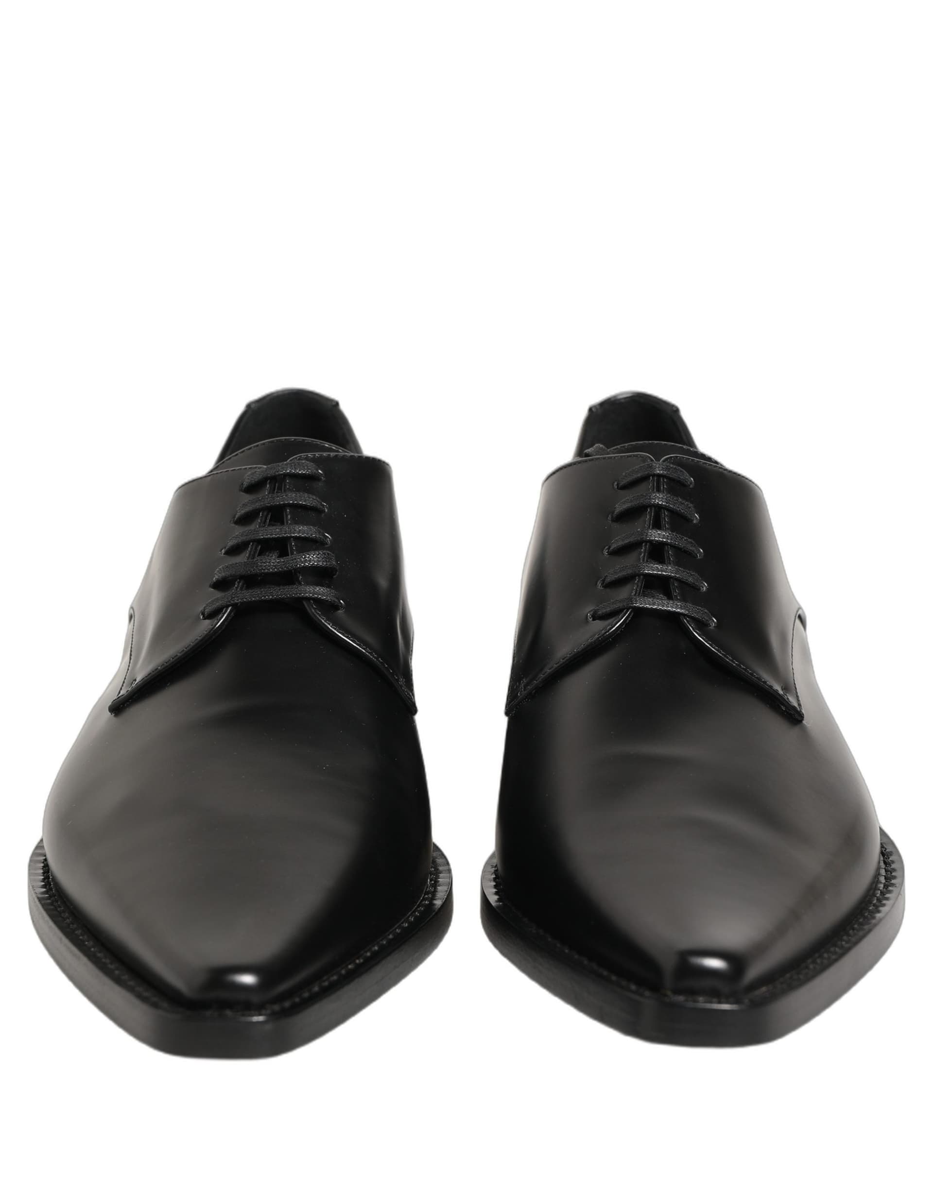 Dolce & Gabbana Black Leather Lace Up Derby Dress Shoes - 8