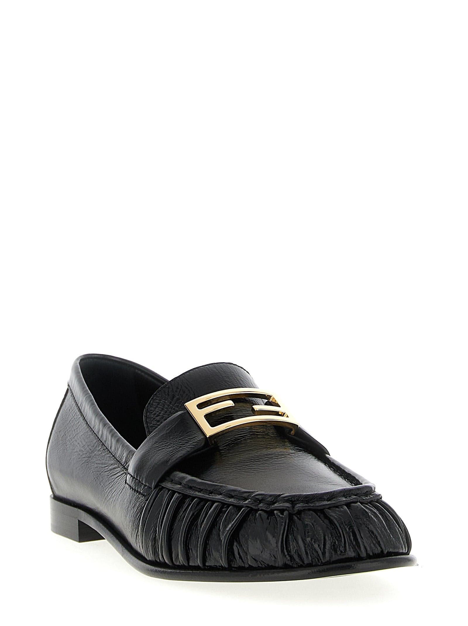 Fendi Black Lamb Leather Slip-On Loafers - 2