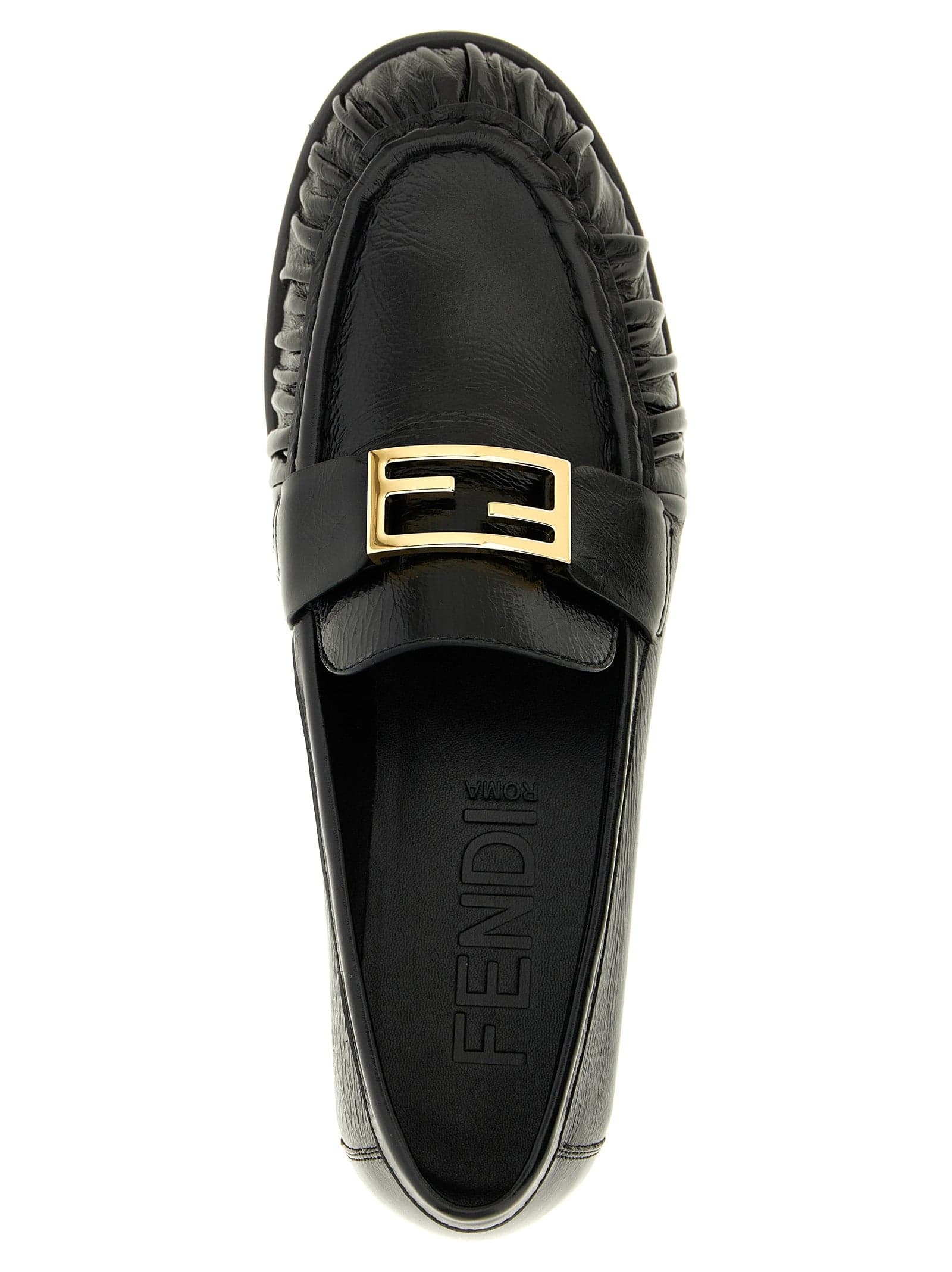 Fendi Black Lamb Leather Slip-On Loafers - 4