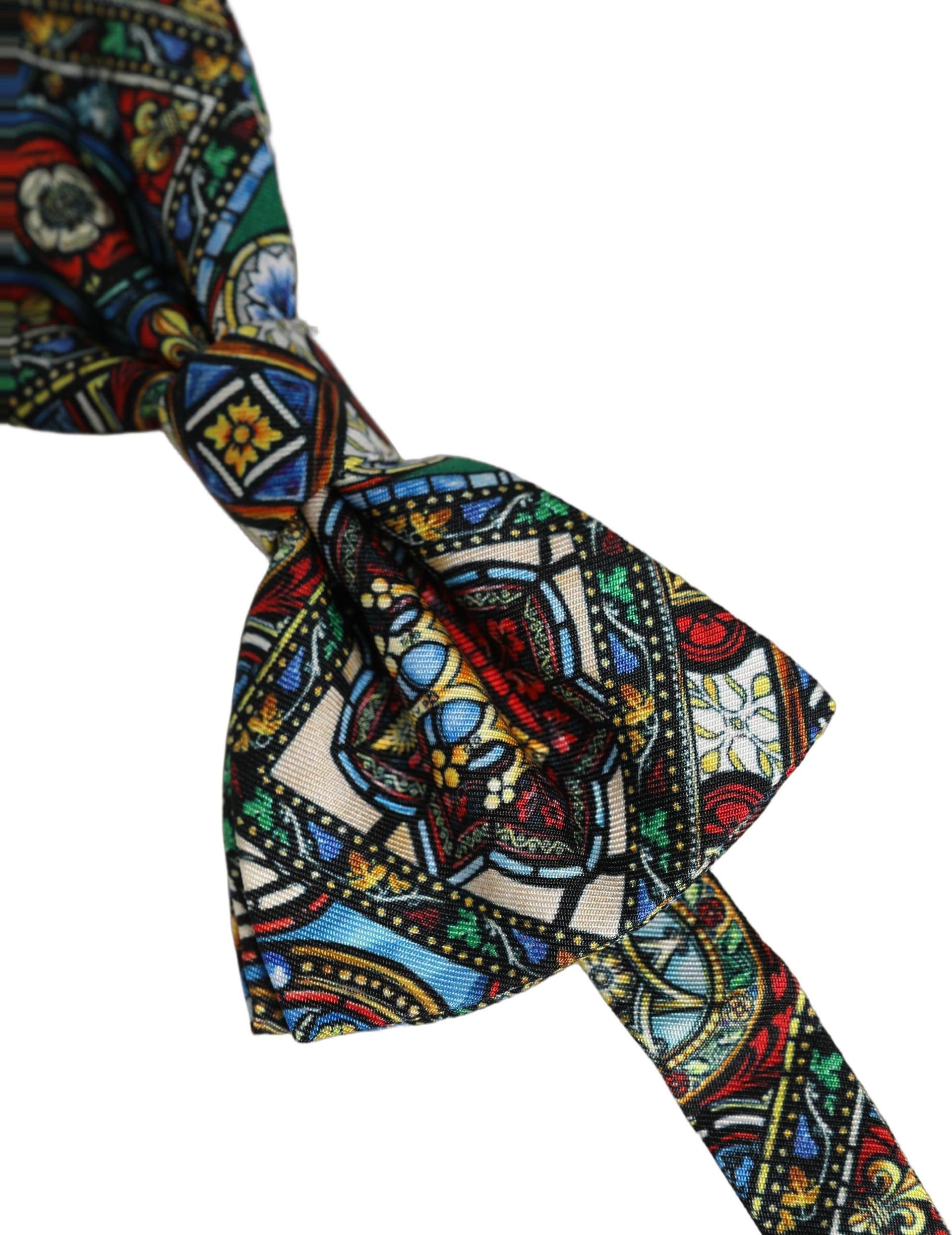 Dolce & Gabbana Men Multicolor Sicilian Adjustable Neck Papillon Bow Tie - 3