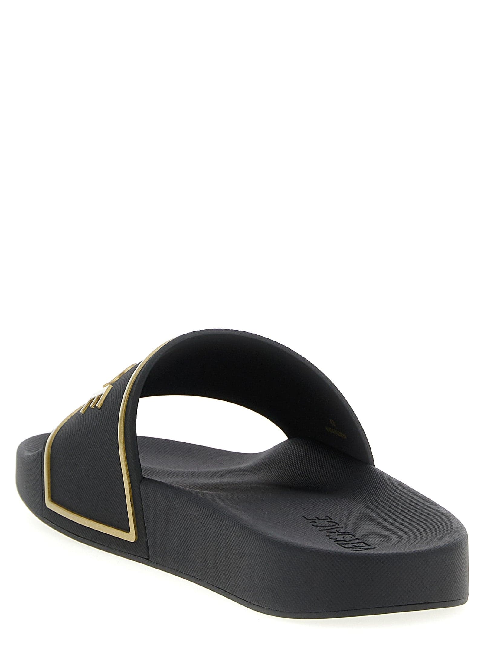 Versace Black Polyurethane Slides - 3