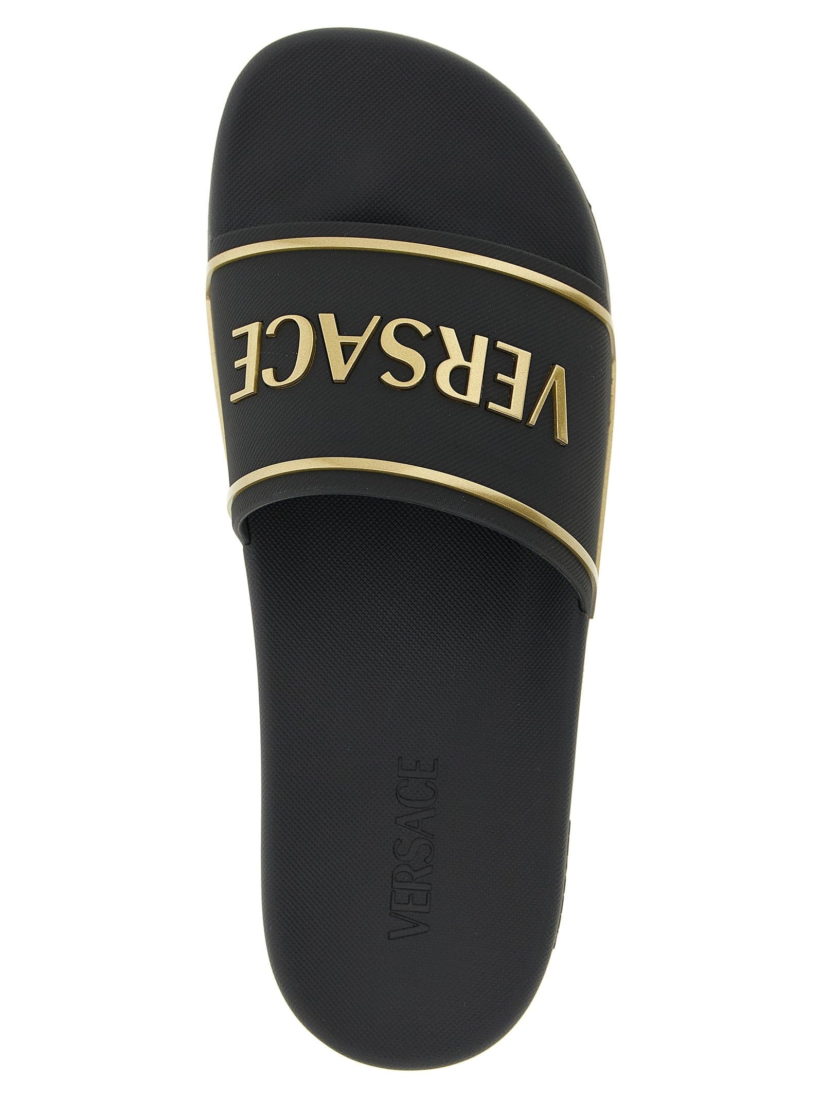Versace Black Polyurethane Slides - 4