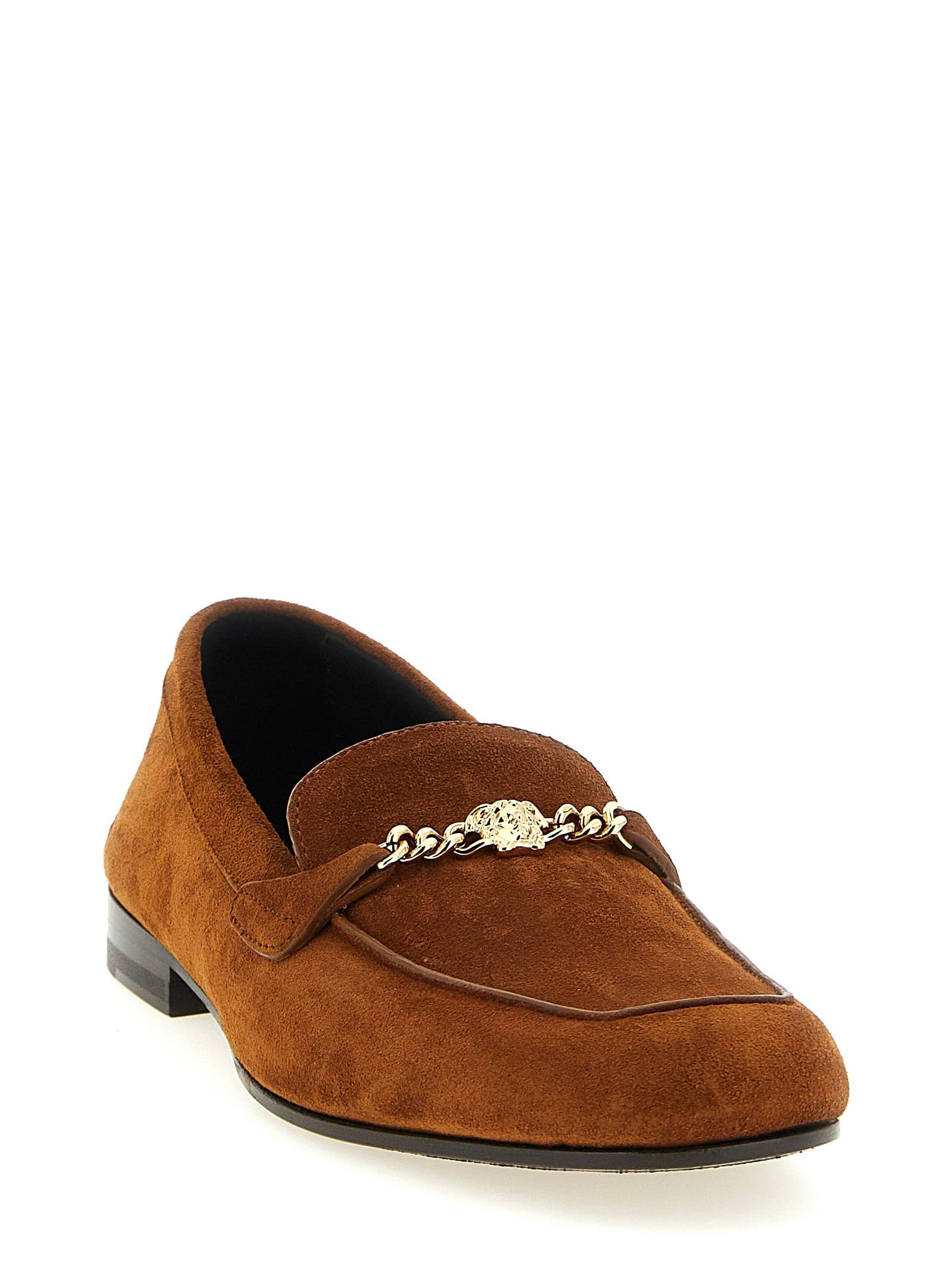 Versace Brown Calfskin Slip-On Loafers - 2