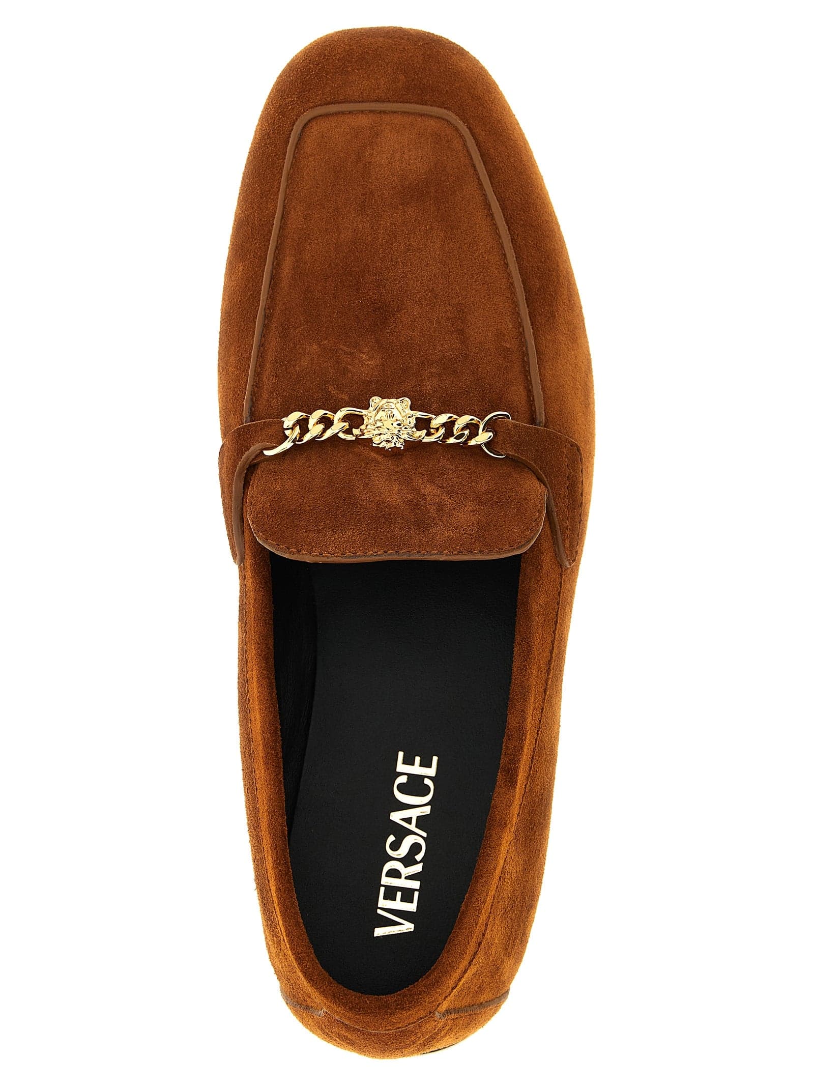 Versace Brown Calfskin Slip-On Loafers - 4