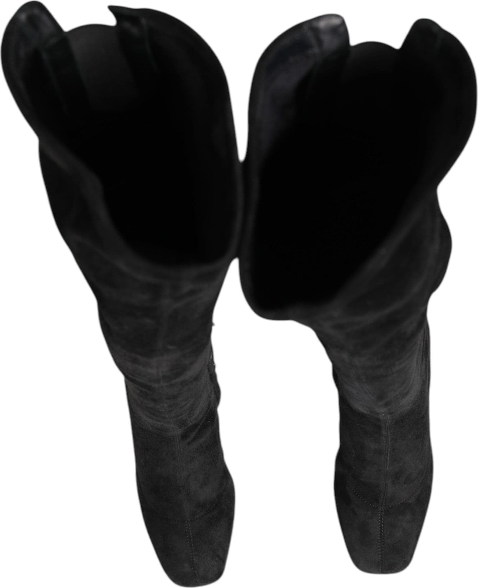 Dolce & Gabbana Black Suede Leather Knee High Boots Shoes - 2