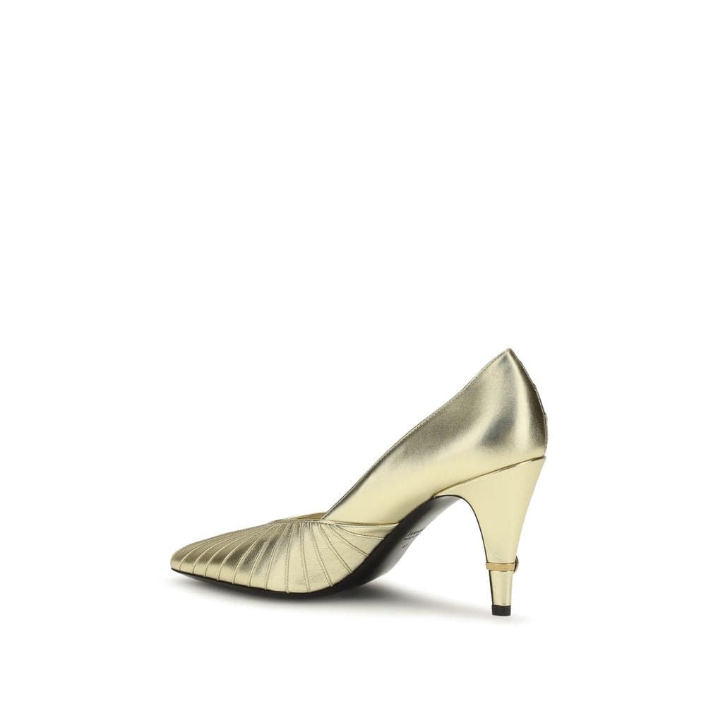 Versace Gold Calf Leather Bos Taurus High Heel Pumps - 3