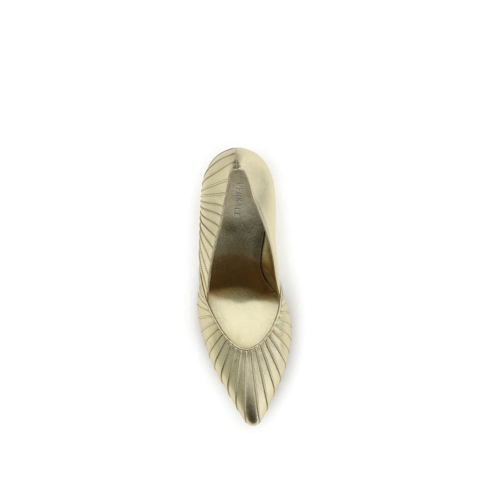 Versace Gold Calf Leather Bos Taurus High Heel Pumps - 4