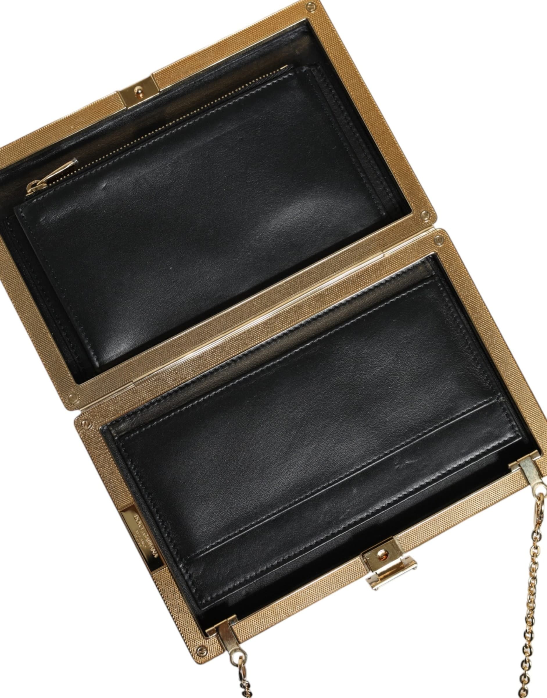 Dolce & Gabbana Brown Leather Gold Frame Clutch Mini Crossbody Bag - 4