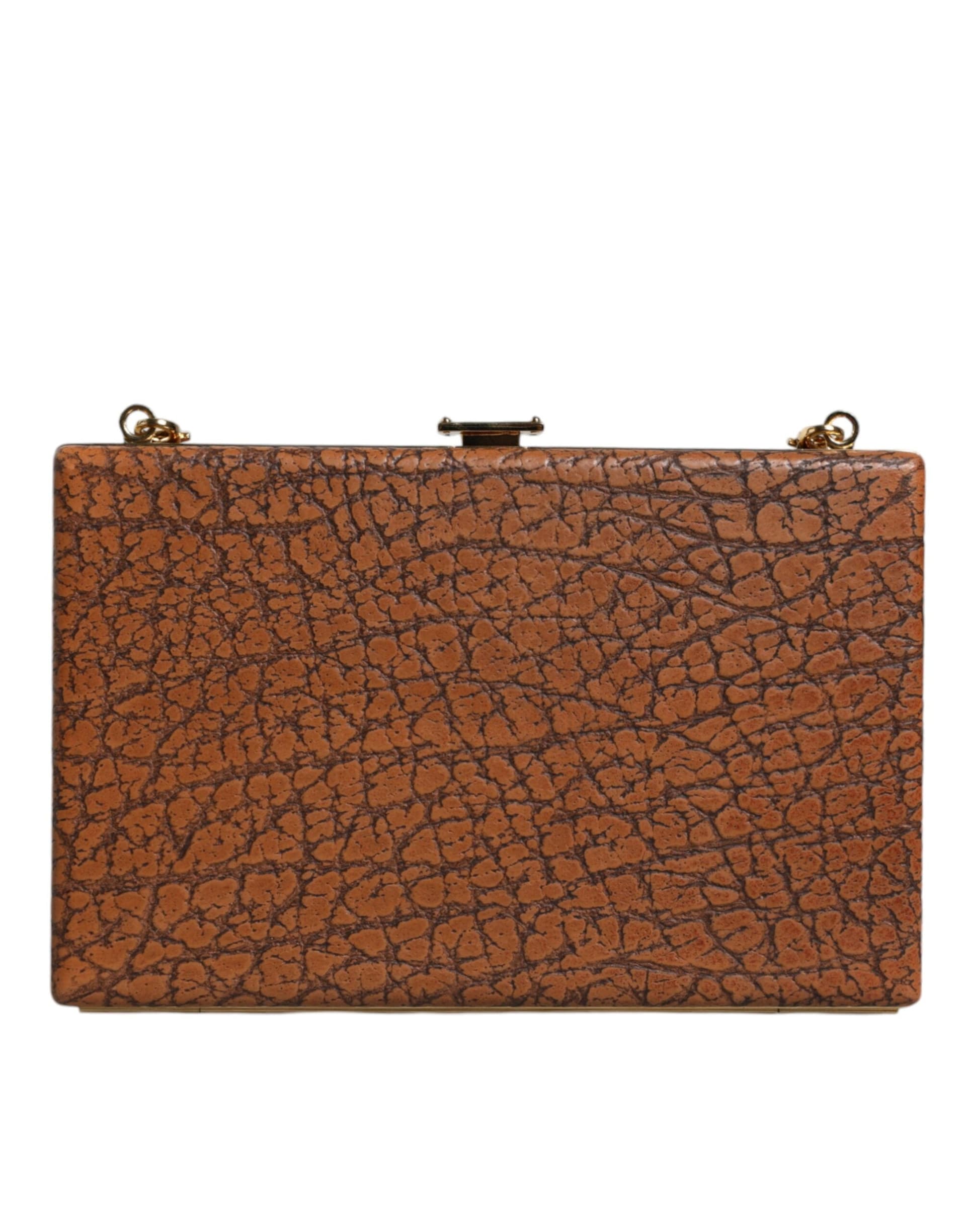 Dolce & Gabbana Brown Leather Gold Frame Clutch Mini Crossbody Bag - 7
