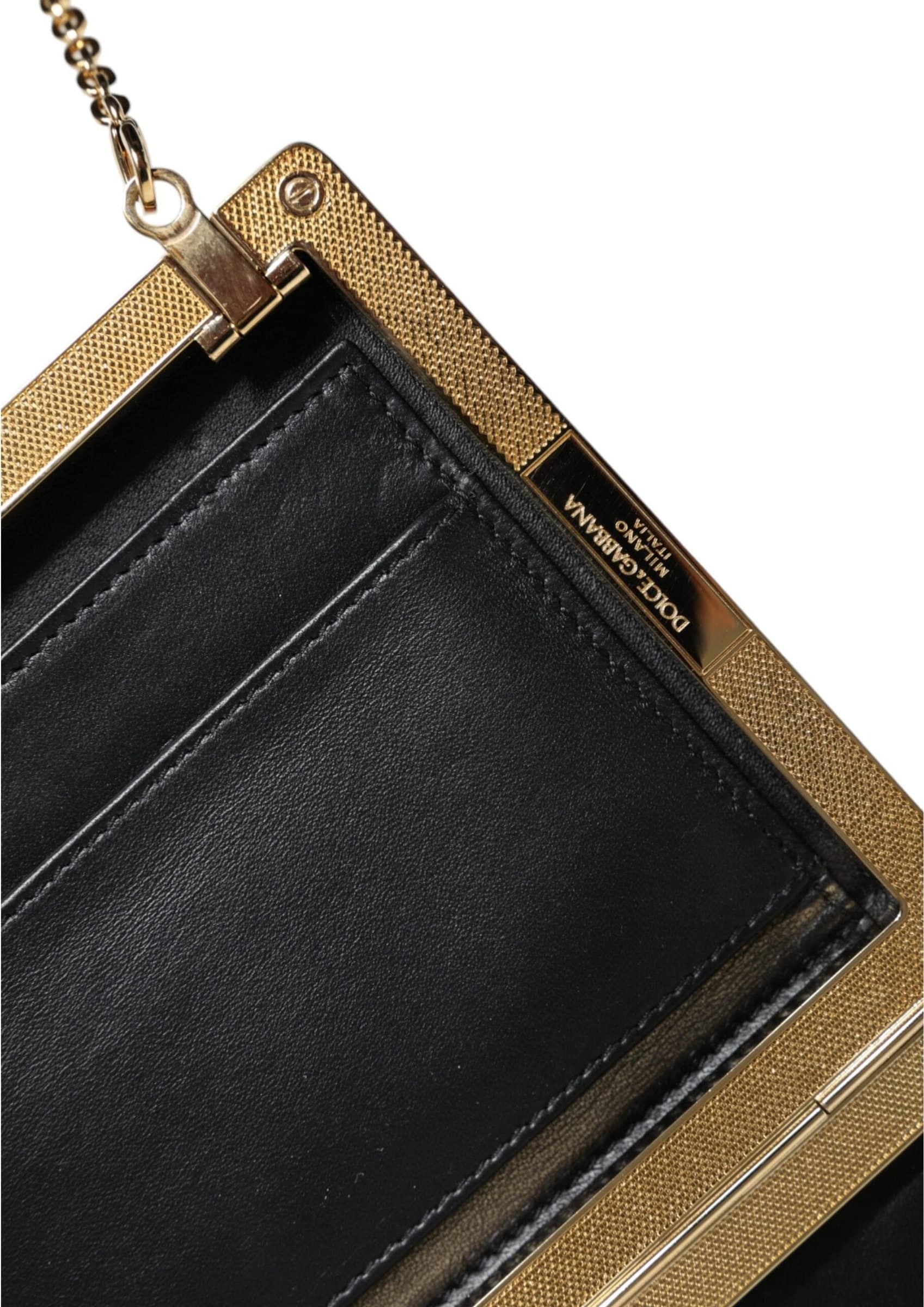 Dolce & Gabbana Brown Leather Gold Frame Clutch Mini Crossbody Bag - 8