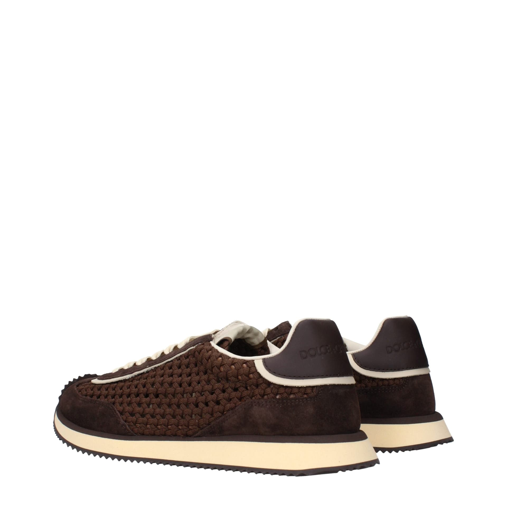 Dolce & Gabbana Brown Fabric Low Top Sneakers - 4