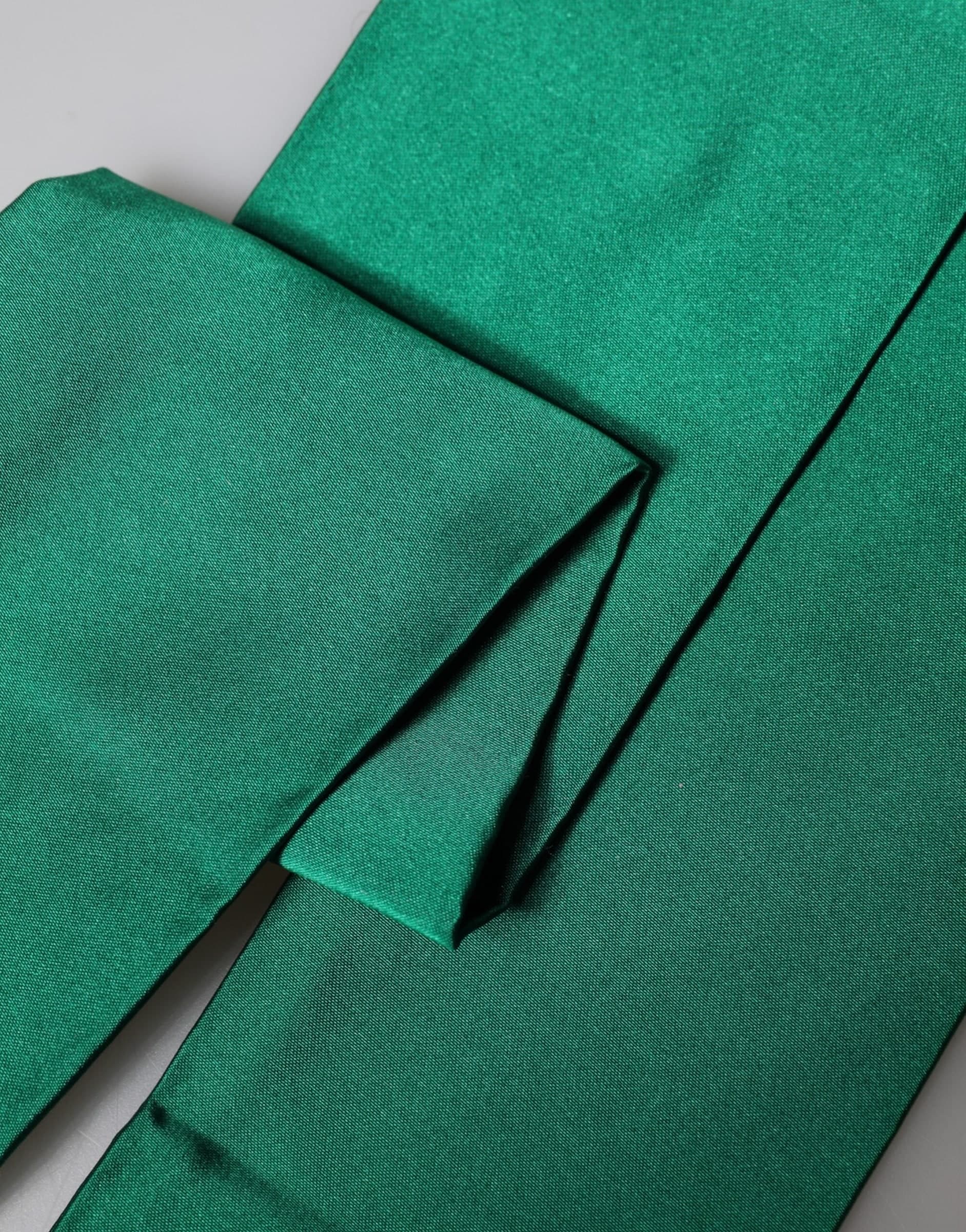 Dolce & Gabbana Green Silk Fringes Neck Wrap Foulard Scarf - 4