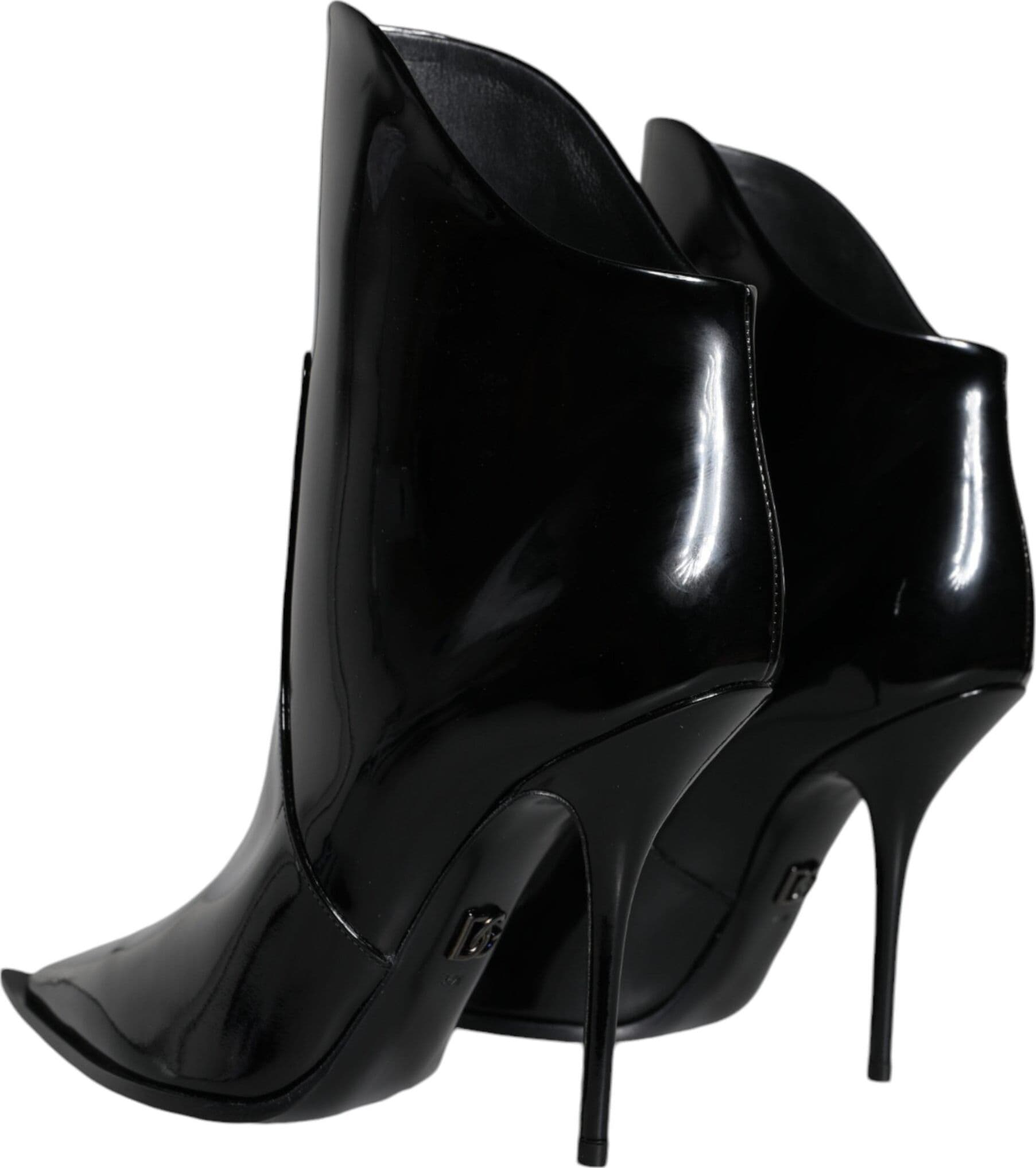 Dolce & Gabbana Black Patent Leather Pointed Ankle Boots Shoes - 3
