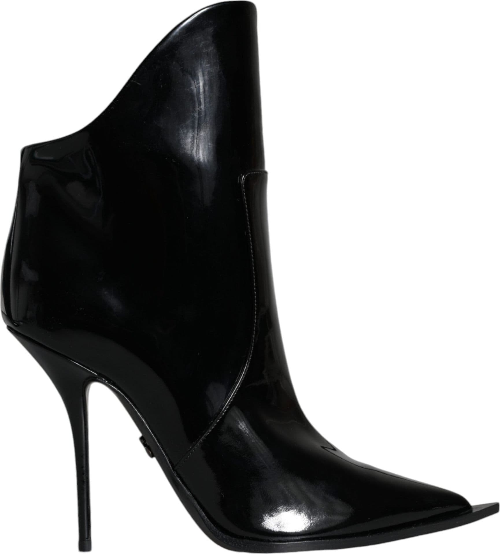 Dolce & Gabbana Black Patent Leather Pointed Ankle Boots Shoes - 4