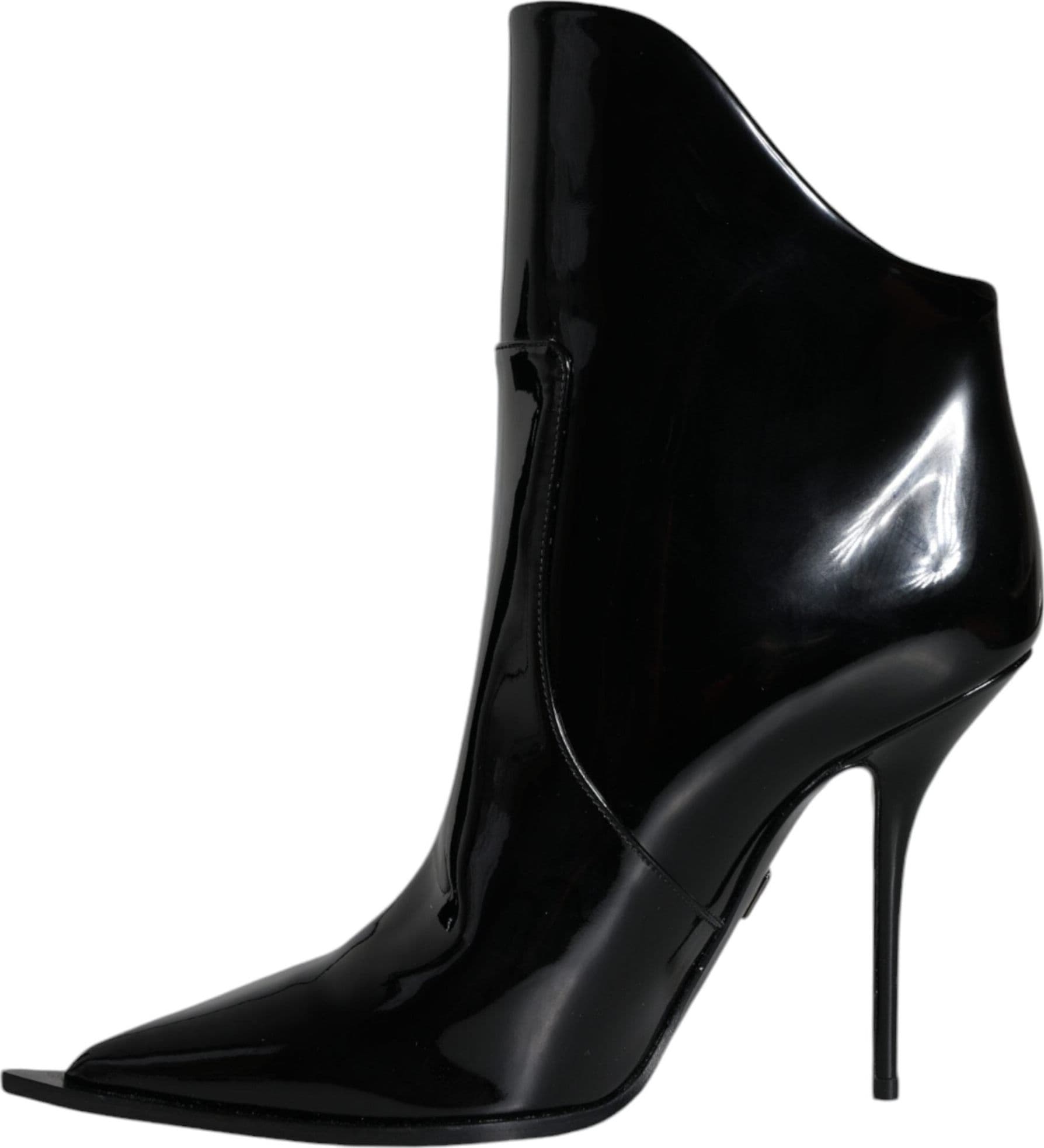 Dolce & Gabbana Black Patent Leather Pointed Ankle Boots Shoes - 5