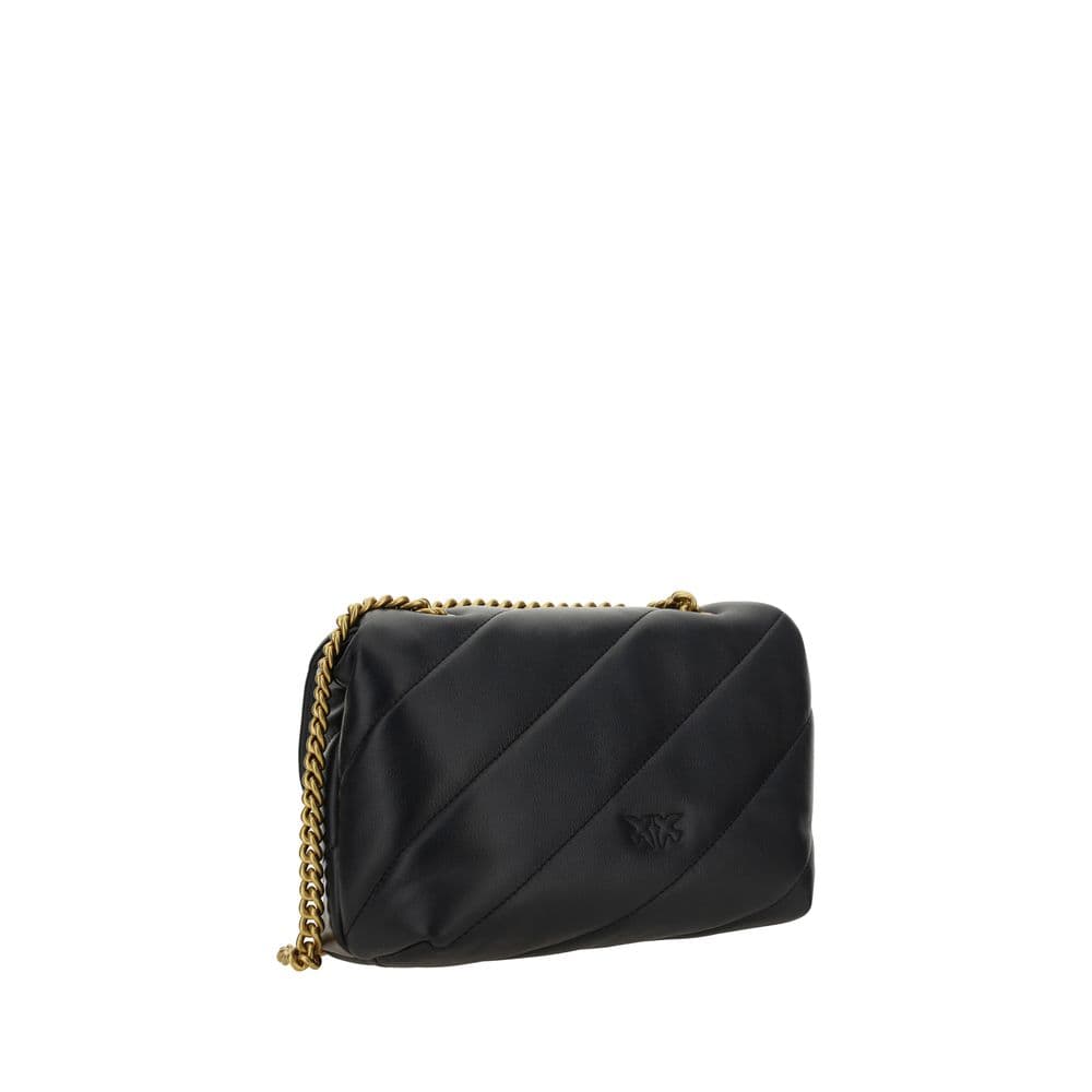 PINKO Black Calf Leather Bos Taurus Shoulder Bag - 3