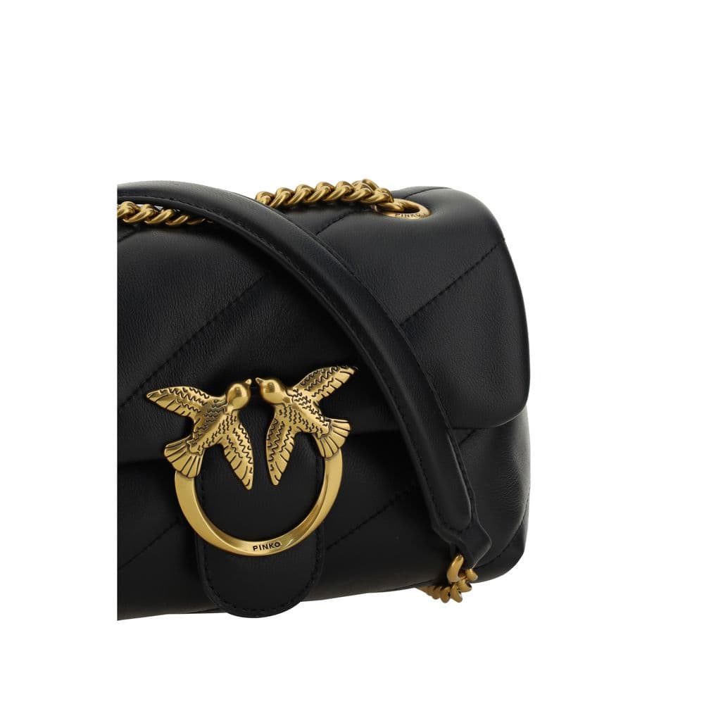 PINKO Black Calf Leather Bos Taurus Shoulder Bag - 4