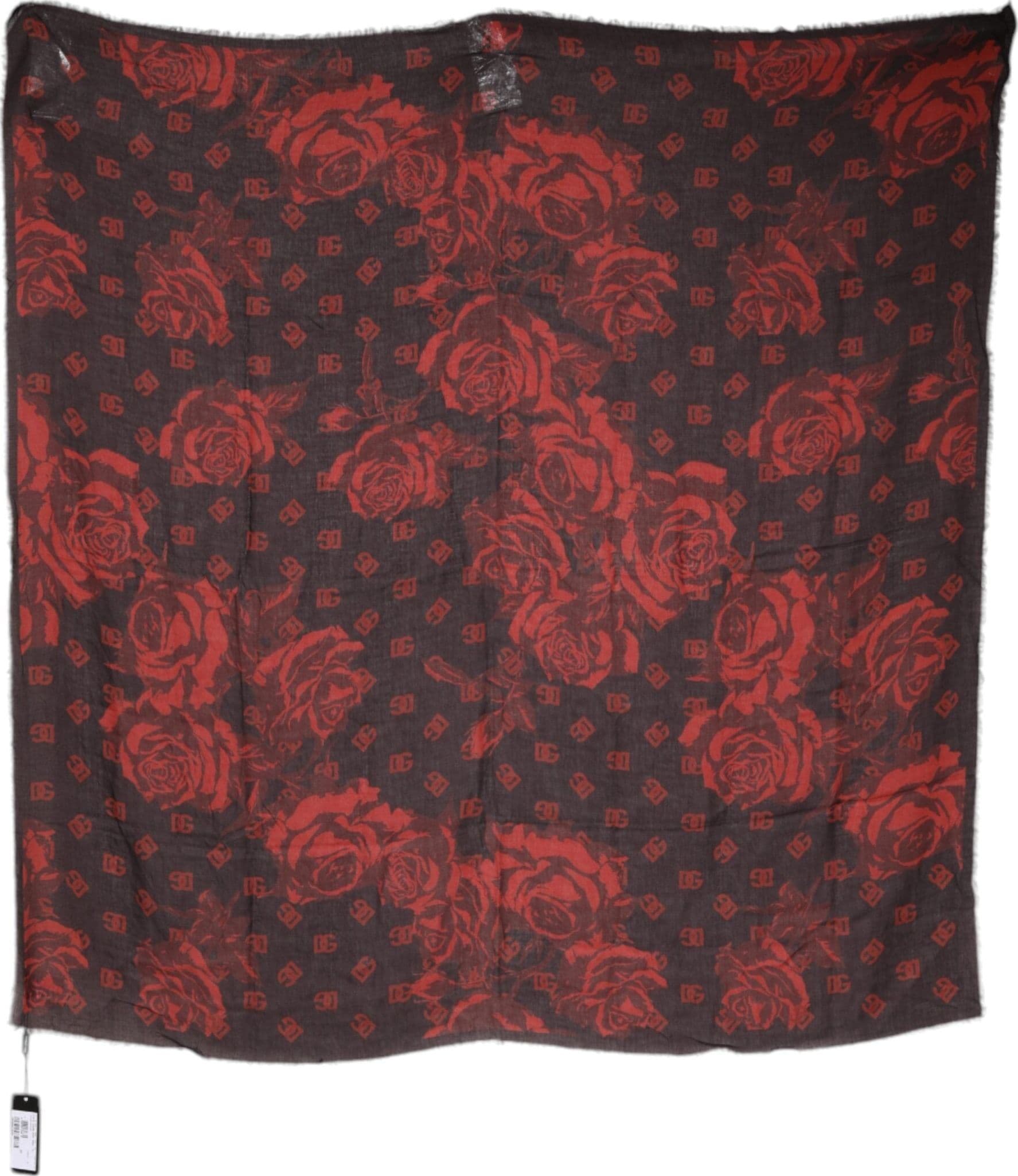 Dolce & Gabbana Black Red Floral Modal Wrap Shawl Scarf - 2