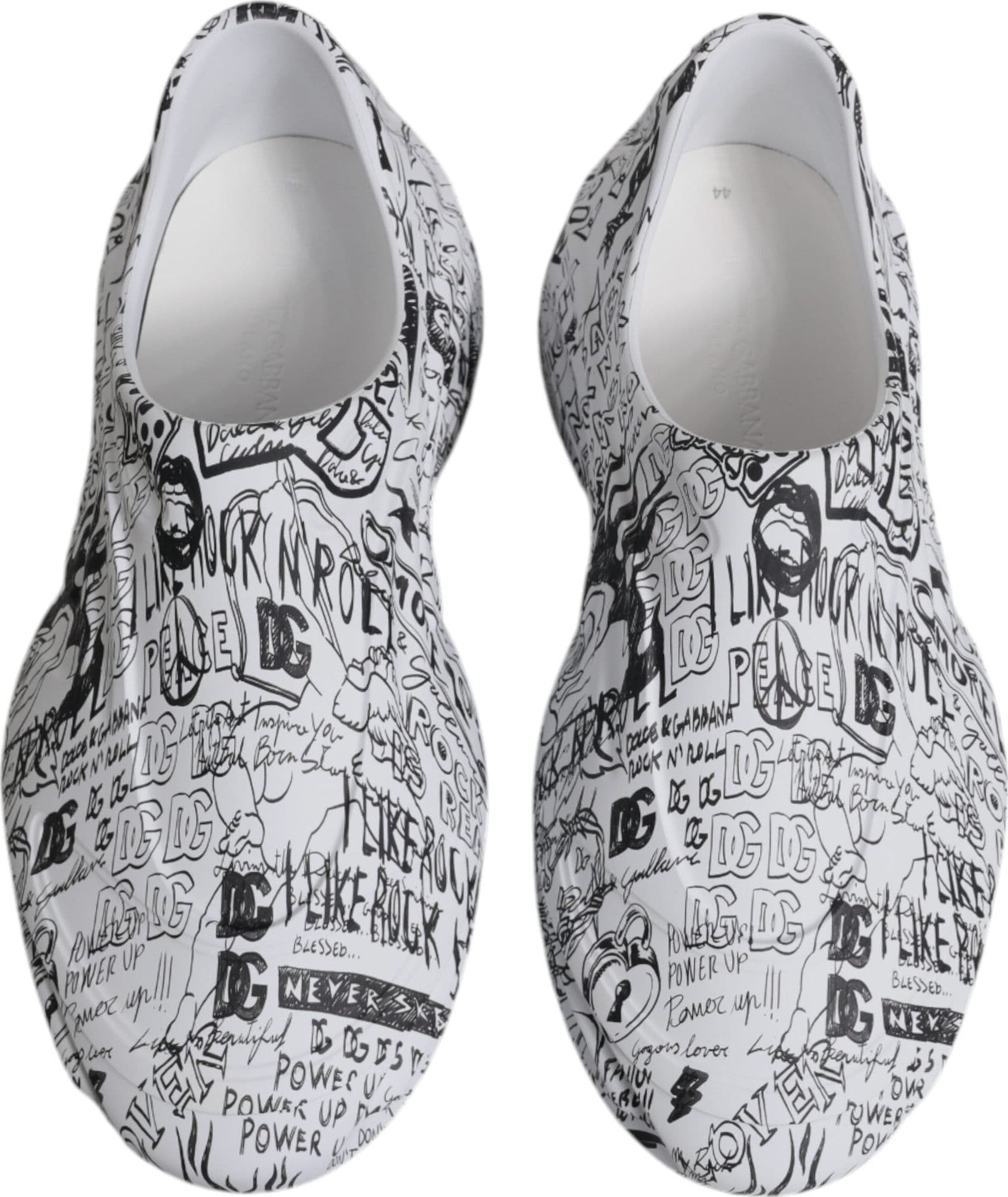 Dolce & Gabbana White Black Graffiti Daymaster Sneakers Shoes - 2