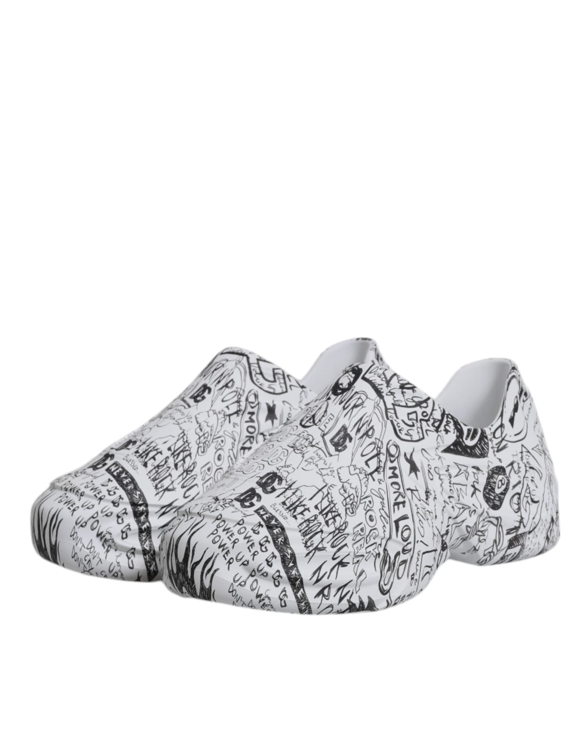Dolce & Gabbana White Black Graffiti Daymaster Sneakers Shoes - 3