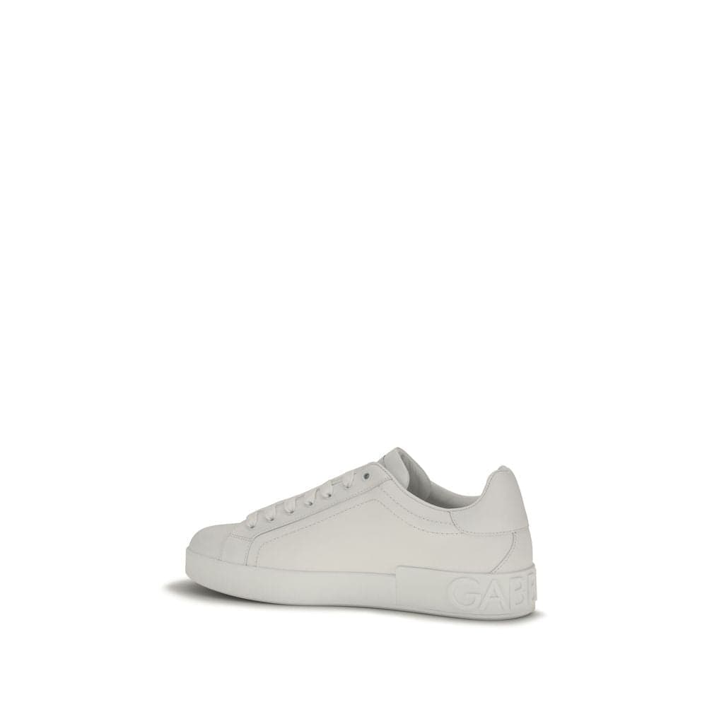 Dolce & Gabbana White Calf Leather Bos Taurus Low Top Sneakers - 3