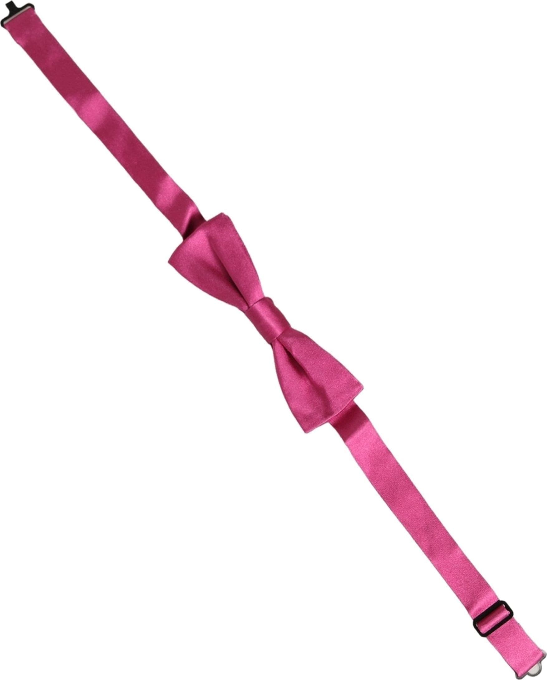 Dolce & Gabbana Men Pink 100% Silk Adjustable Neck Papillon Bow Tie - 3