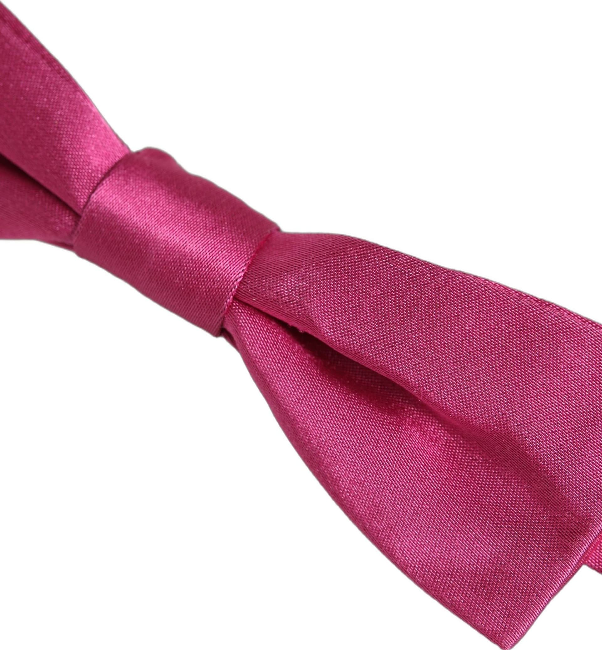 Dolce & Gabbana Men Pink 100% Silk Adjustable Neck Papillon Bow Tie - 4