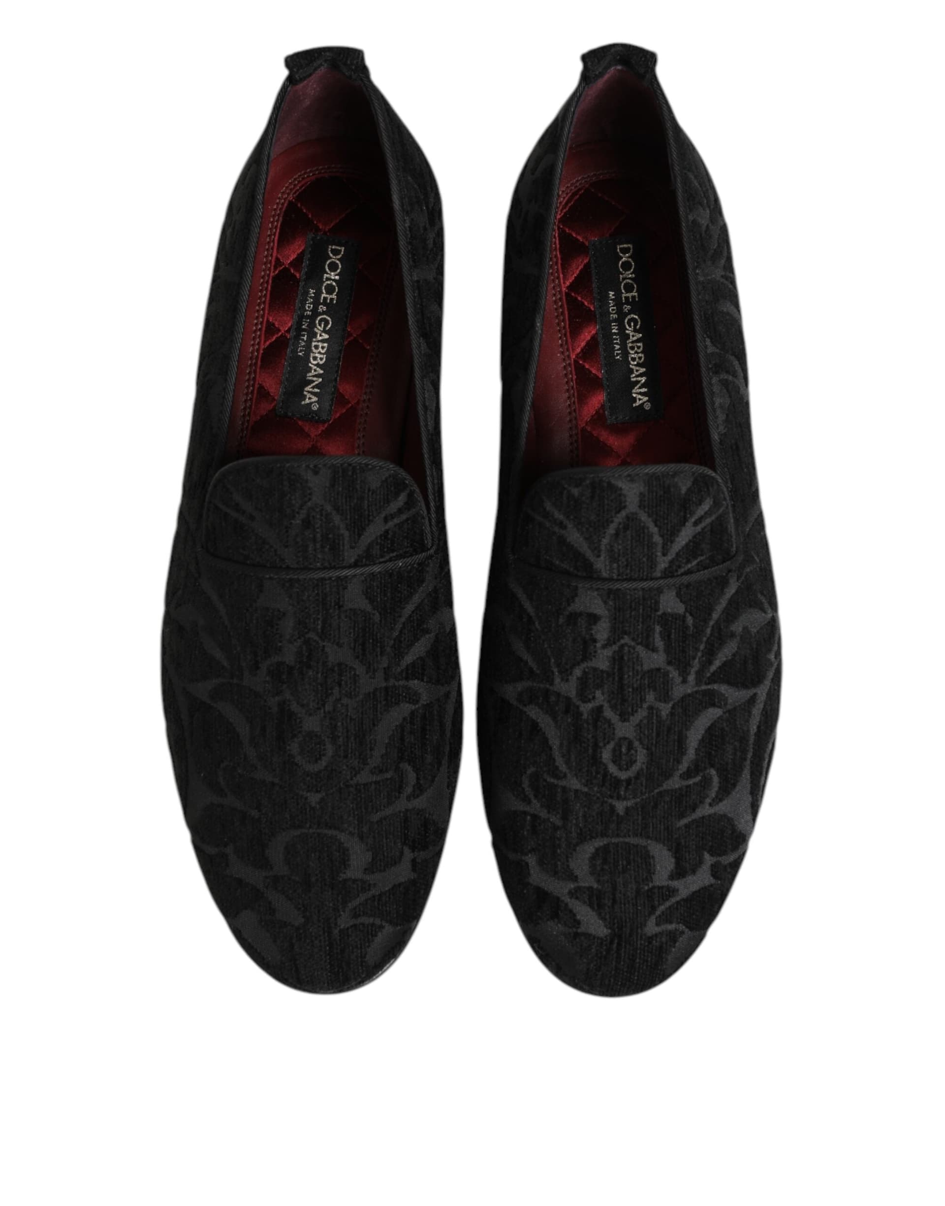 Dolce & Gabbana Black Brocade Loafers Slip On Men Dress Shoes - 2