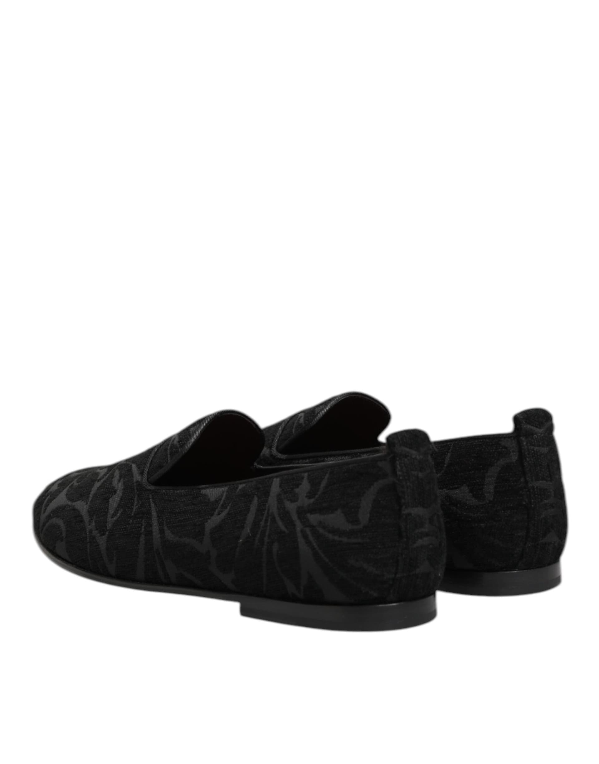 Dolce & Gabbana Black Brocade Loafers Slip On Men Dress Shoes - 4