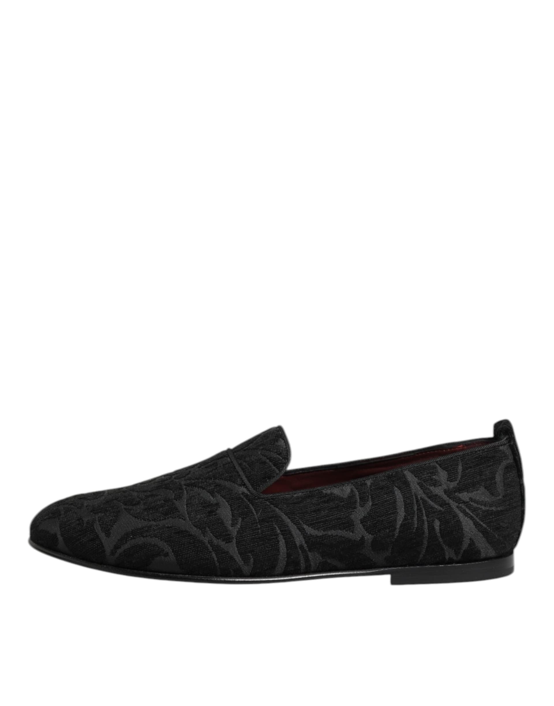 Dolce & Gabbana Black Brocade Loafers Slip On Men Dress Shoes - 5