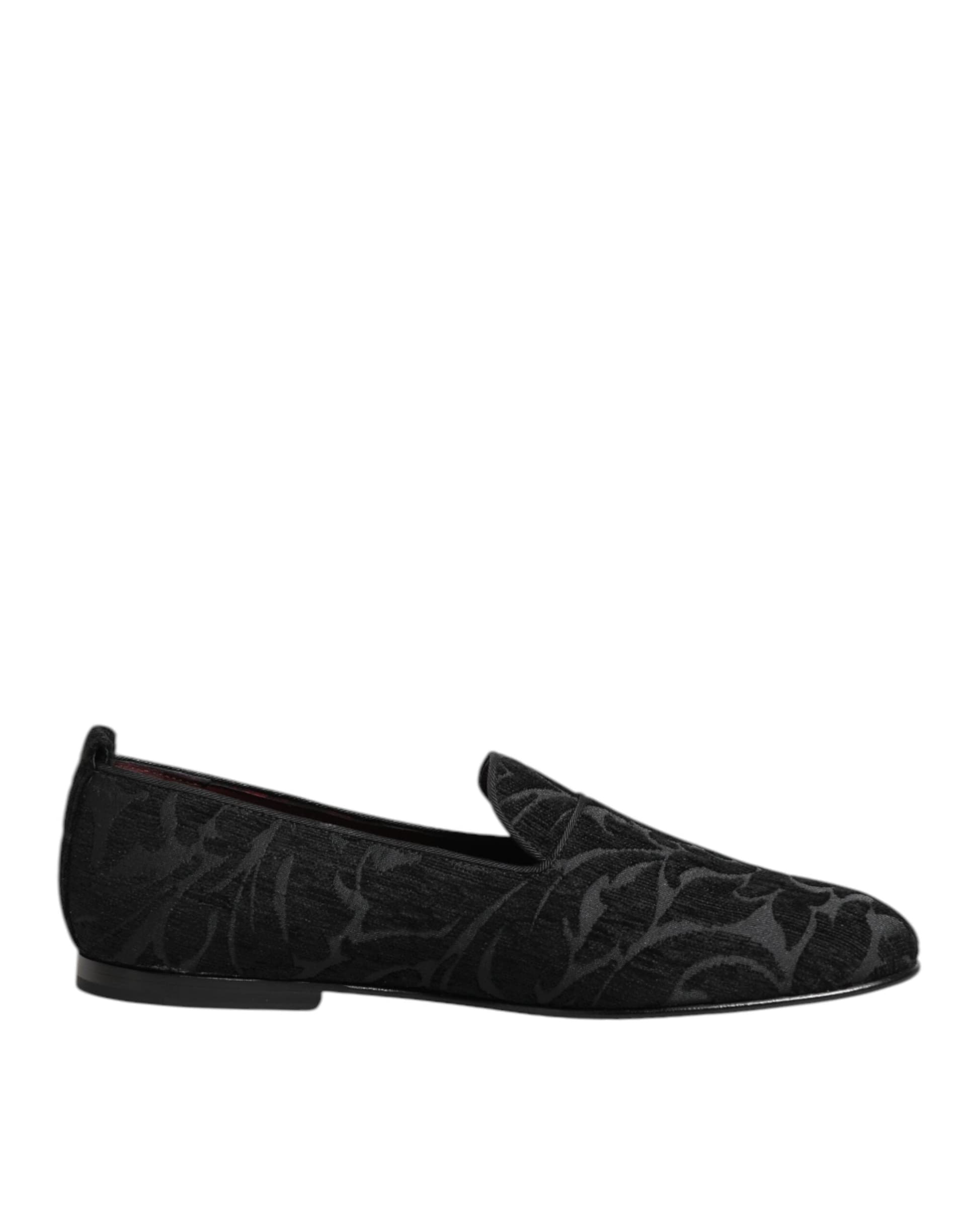 Dolce & Gabbana Black Brocade Loafers Slip On Men Dress Shoes - 6