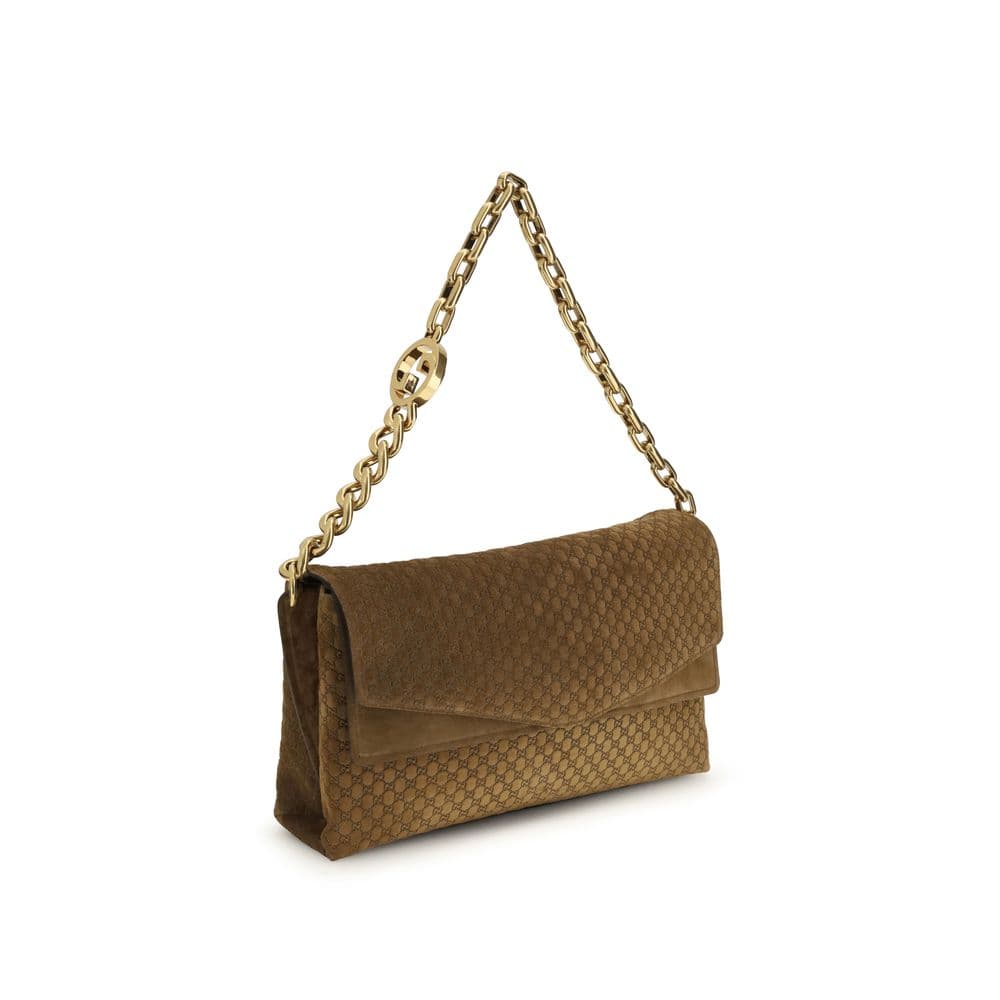 Gucci Brown Suede Leather Handbag - 2