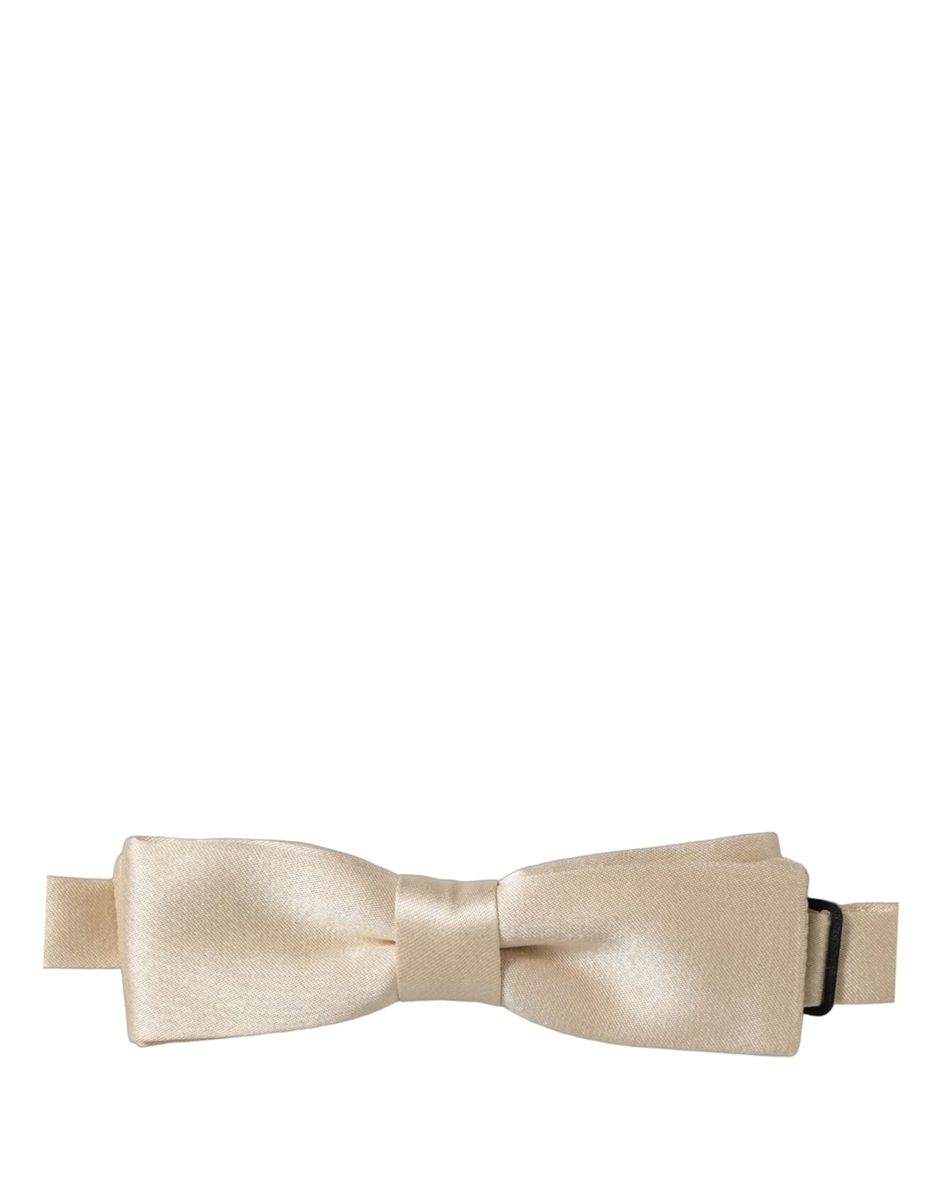 Dolce & Gabbana Men Beige 100% Silk Adjustable Neck Papillon Bow Tie - 3