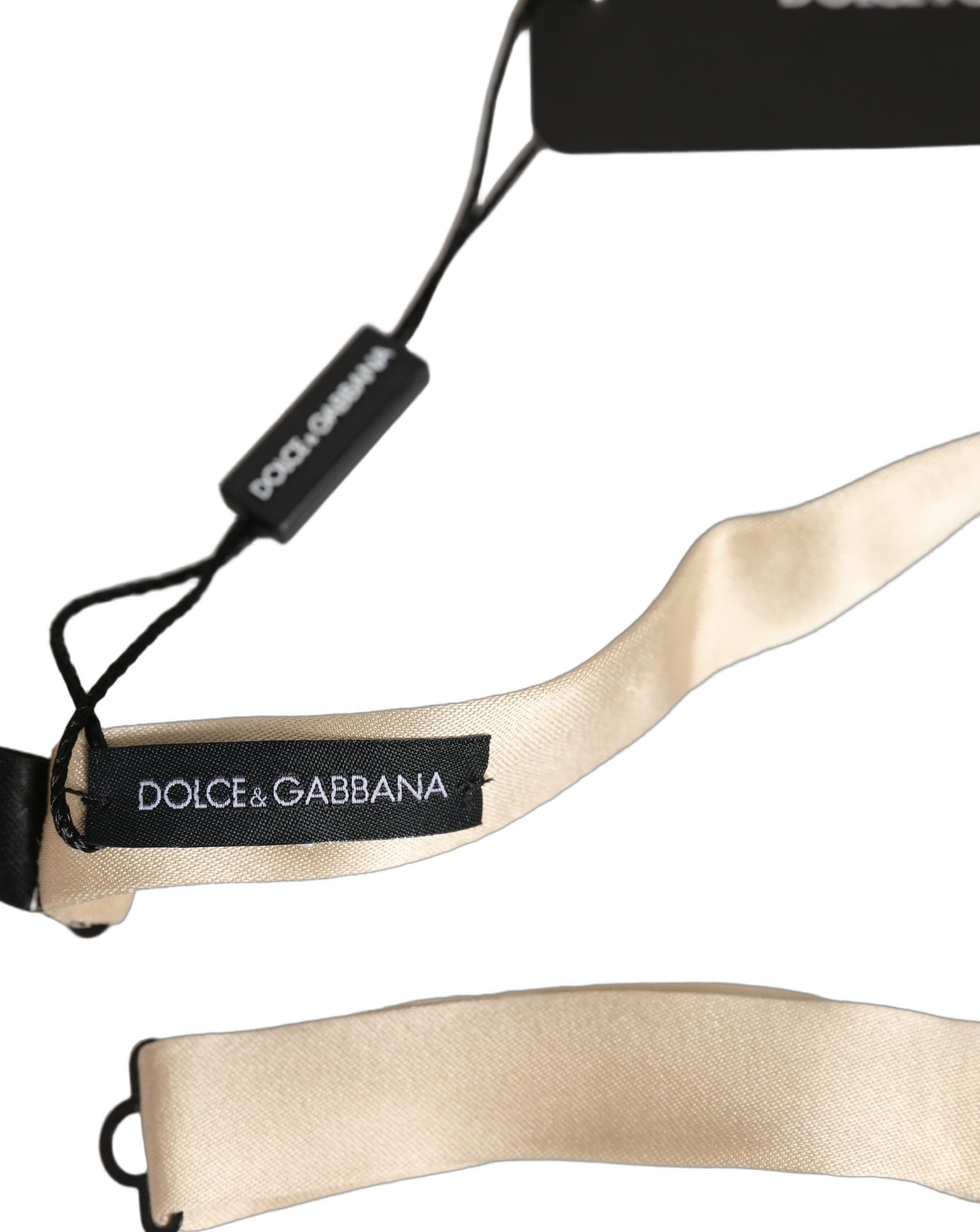 Dolce & Gabbana Men Beige 100% Silk Adjustable Neck Papillon Bow Tie - 6