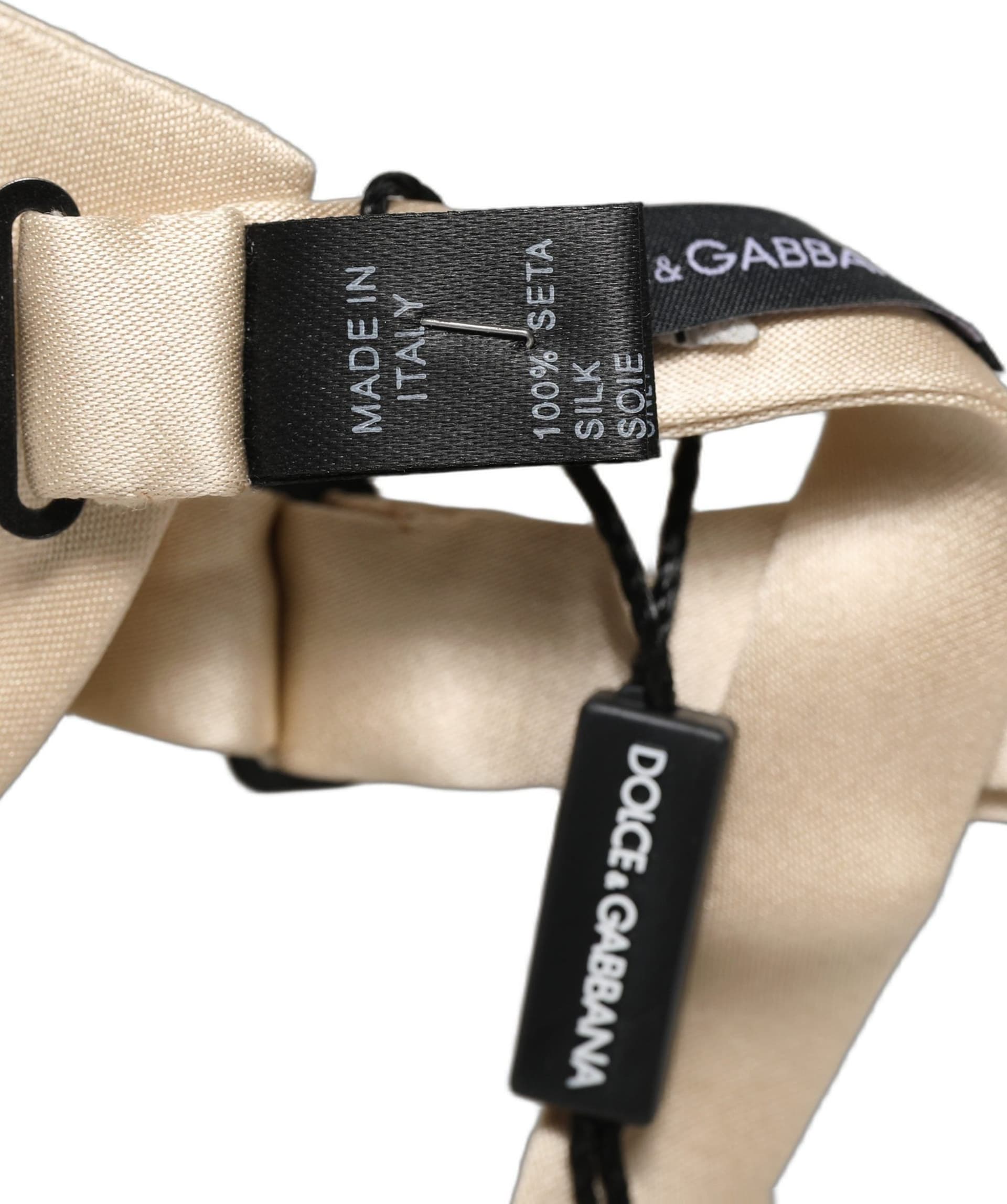 Dolce & Gabbana Men Beige 100% Silk Adjustable Neck Papillon Bow Tie - 7