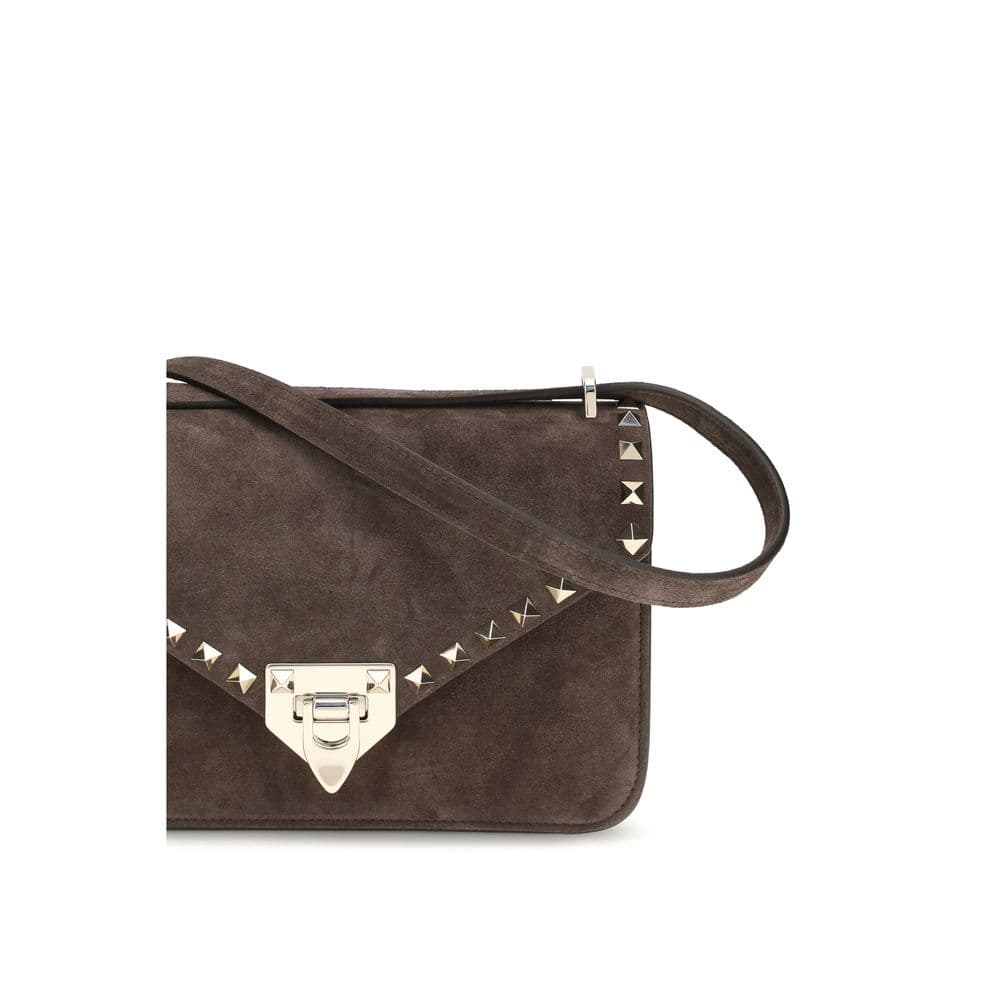 Valentino Garavani Brown Suede Leather Shoulder Bag - 4
