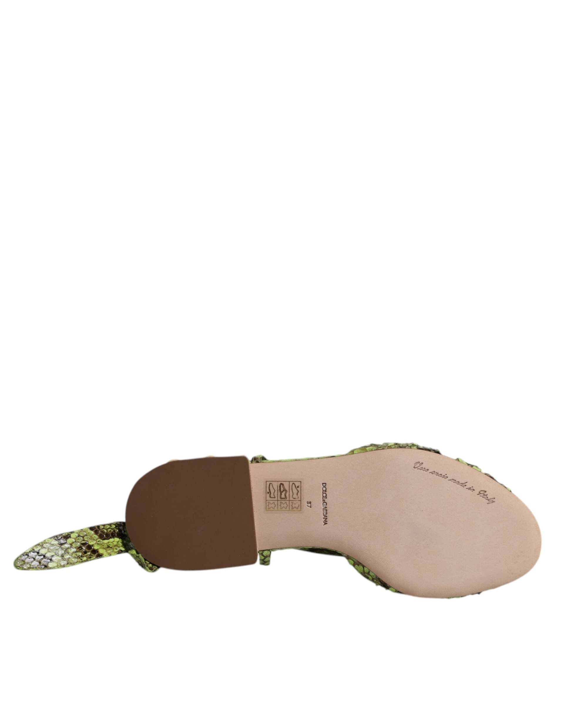 Dolce & Gabbana Green Animal Print Ankle Wrap Sandals Shoes - 8