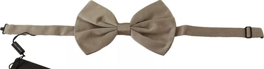 Dolce & Gabbana Silver Gray 100% Silk Adjustable Neck Bow Tie - 2