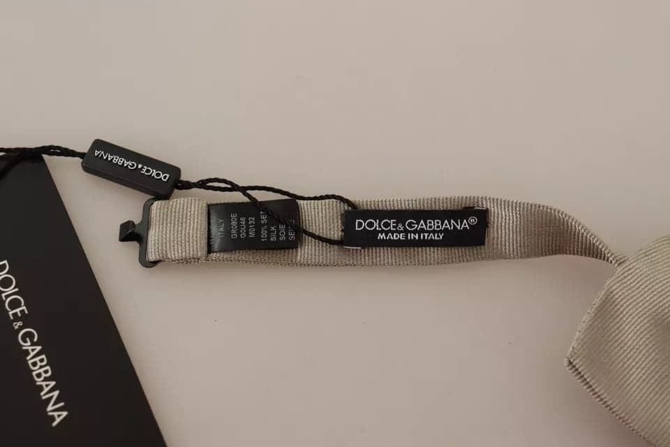 Dolce & Gabbana Silver Gray 100% Silk Adjustable Neck Bow Tie - 4
