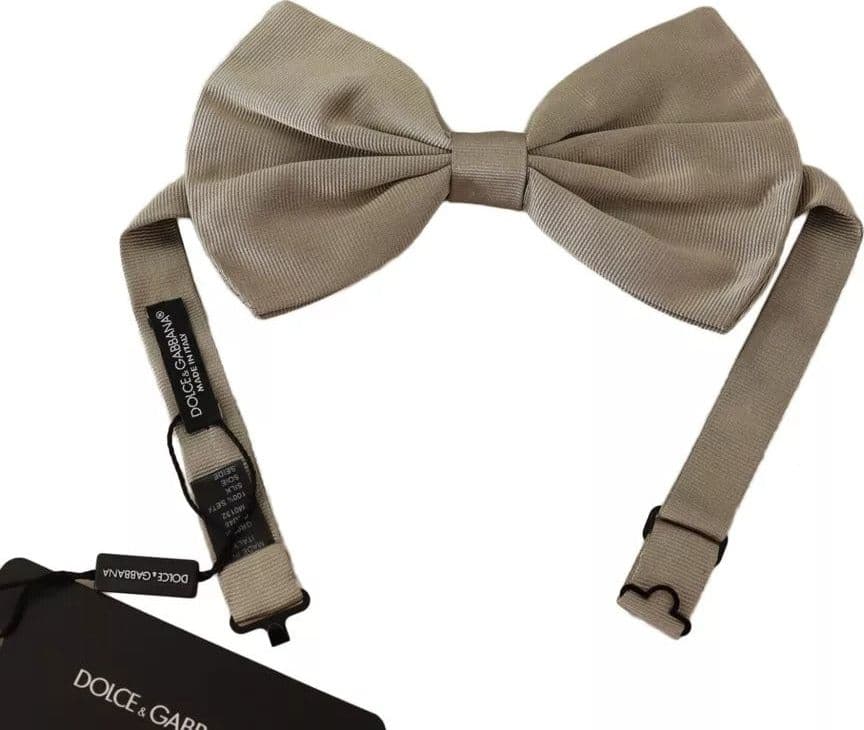 Dolce & Gabbana Silver Gray 100% Silk Adjustable Neck Bow Tie - 6