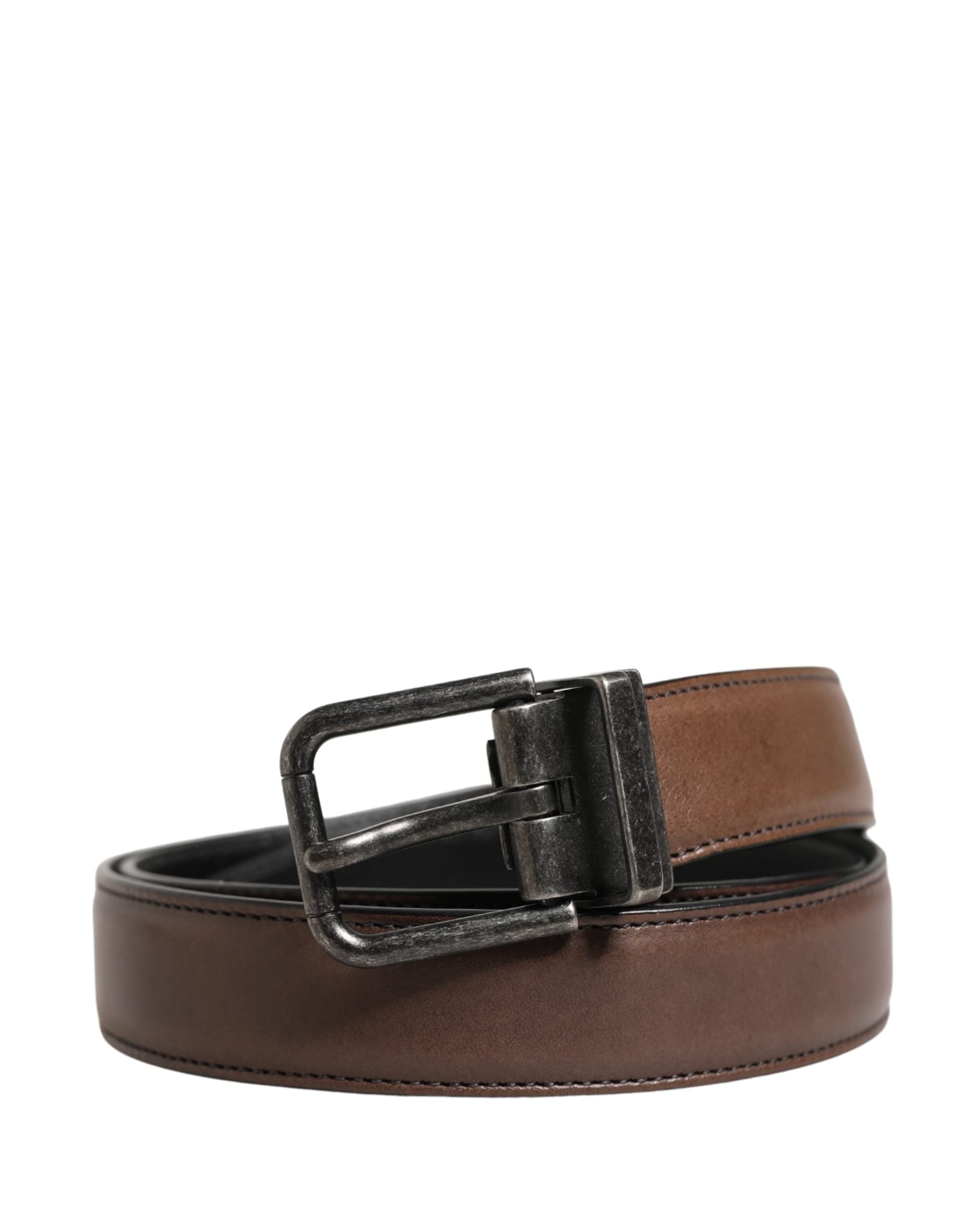 Dolce & Gabbana Men Brown Classic Leather Metal Buckle Belt - 2