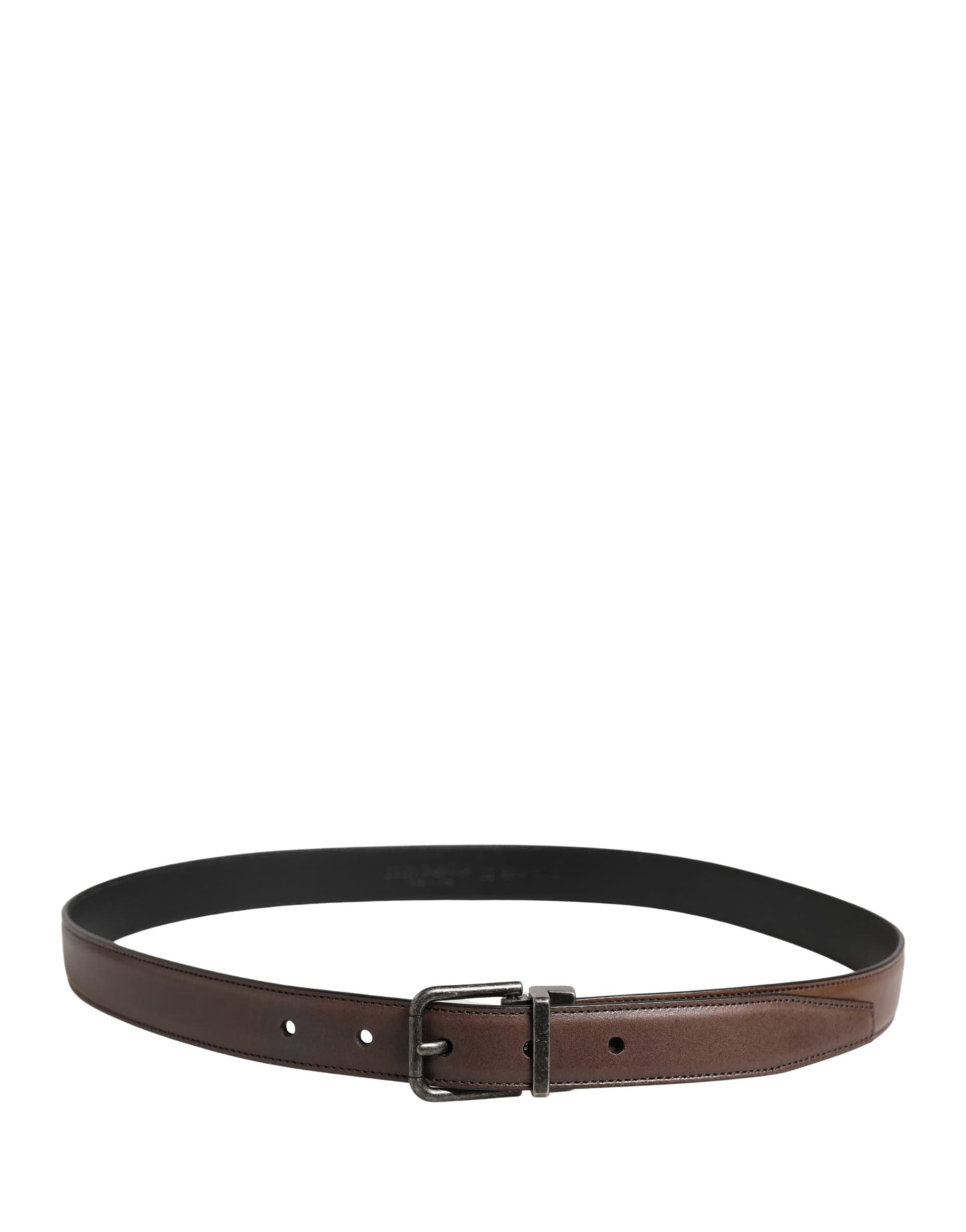 Dolce & Gabbana Men Brown Classic Leather Metal Buckle Belt - 3