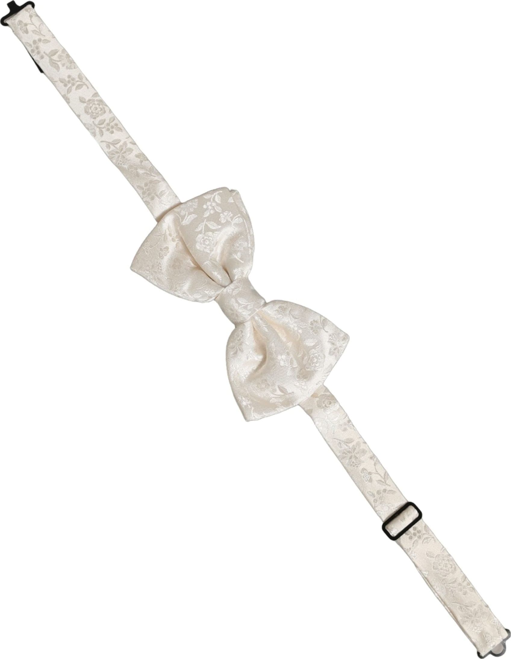 Dolce & Gabbana Men White Floral Silk Adjustable Neck Papillon BowTie - 3