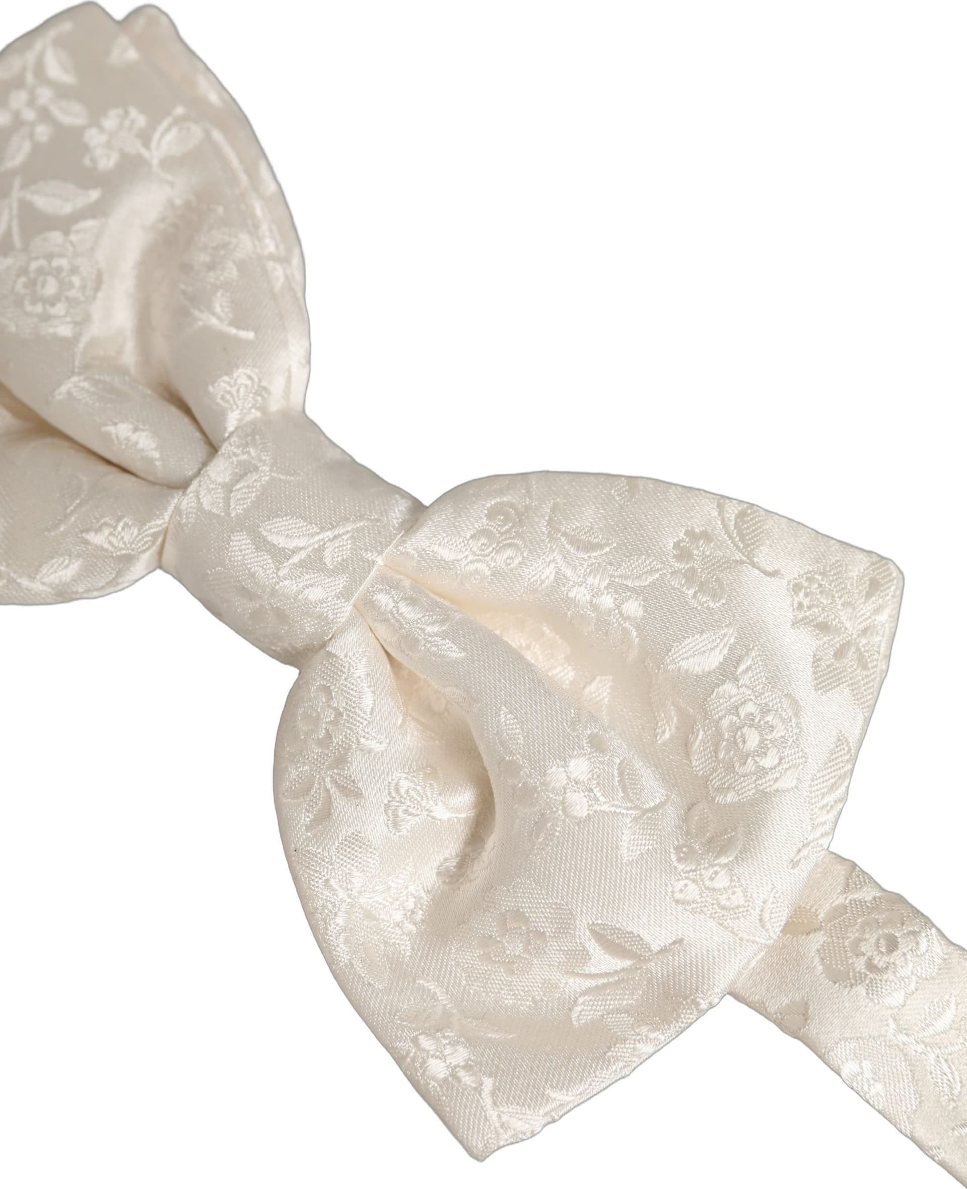 Dolce & Gabbana Men White Floral Silk Adjustable Neck Papillon BowTie - 4