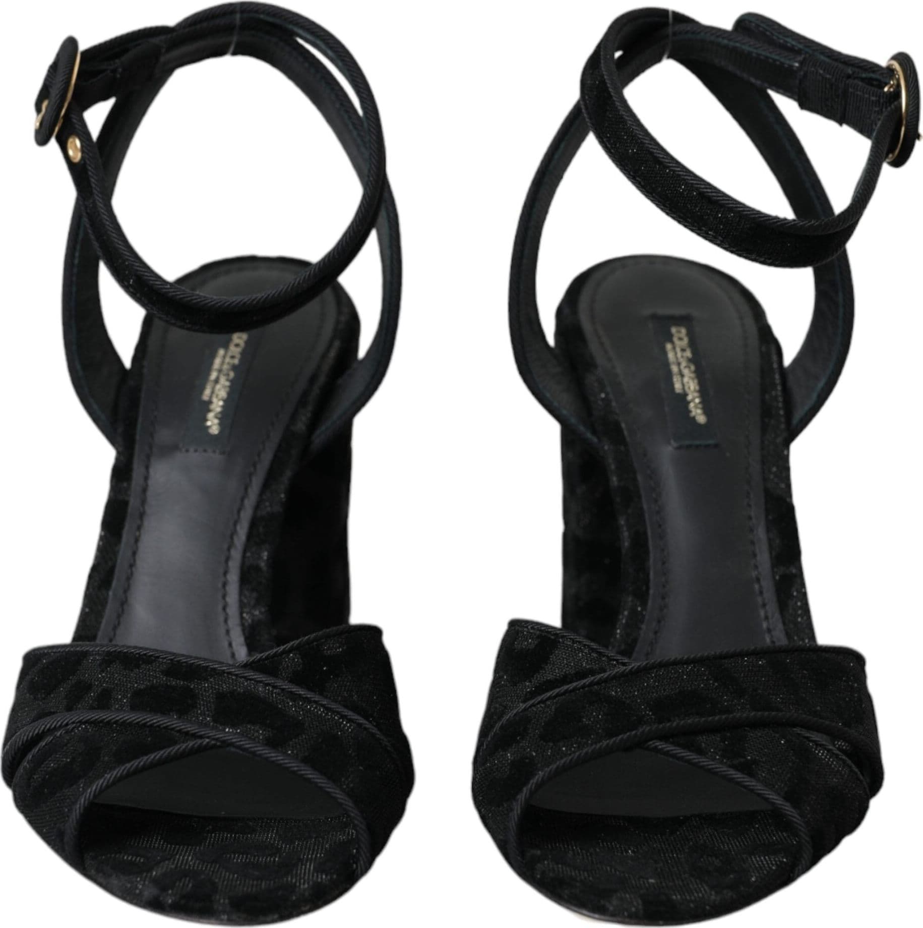 Dolce & Gabbana Black Leopard Suede Heels Sandals Shoes - 2