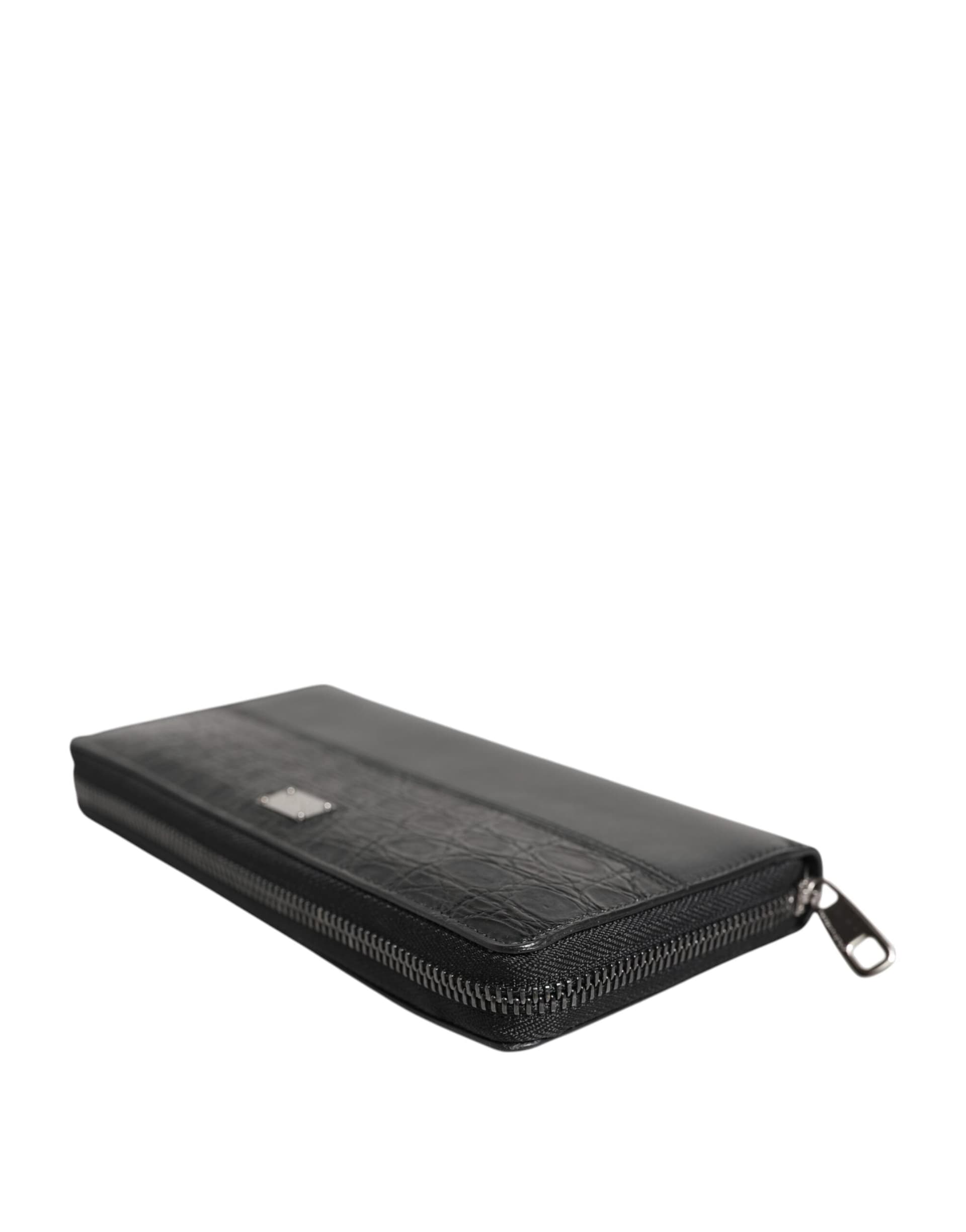 Dolce & Gabbana Black Leather Logo Plaque Zip Around Continental Wallet - 5