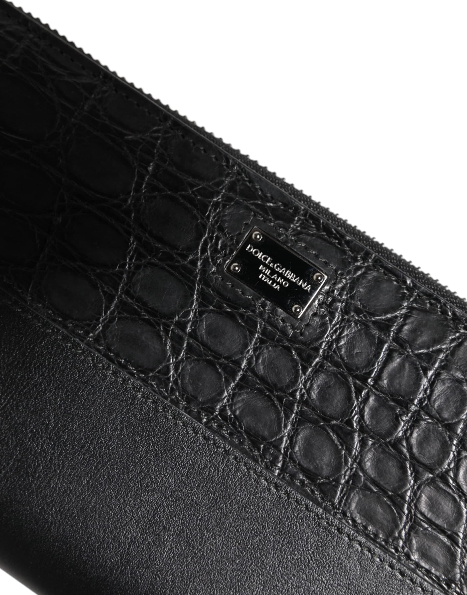 Dolce & Gabbana Black Leather Logo Plaque Zip Around Continental Wallet - 6