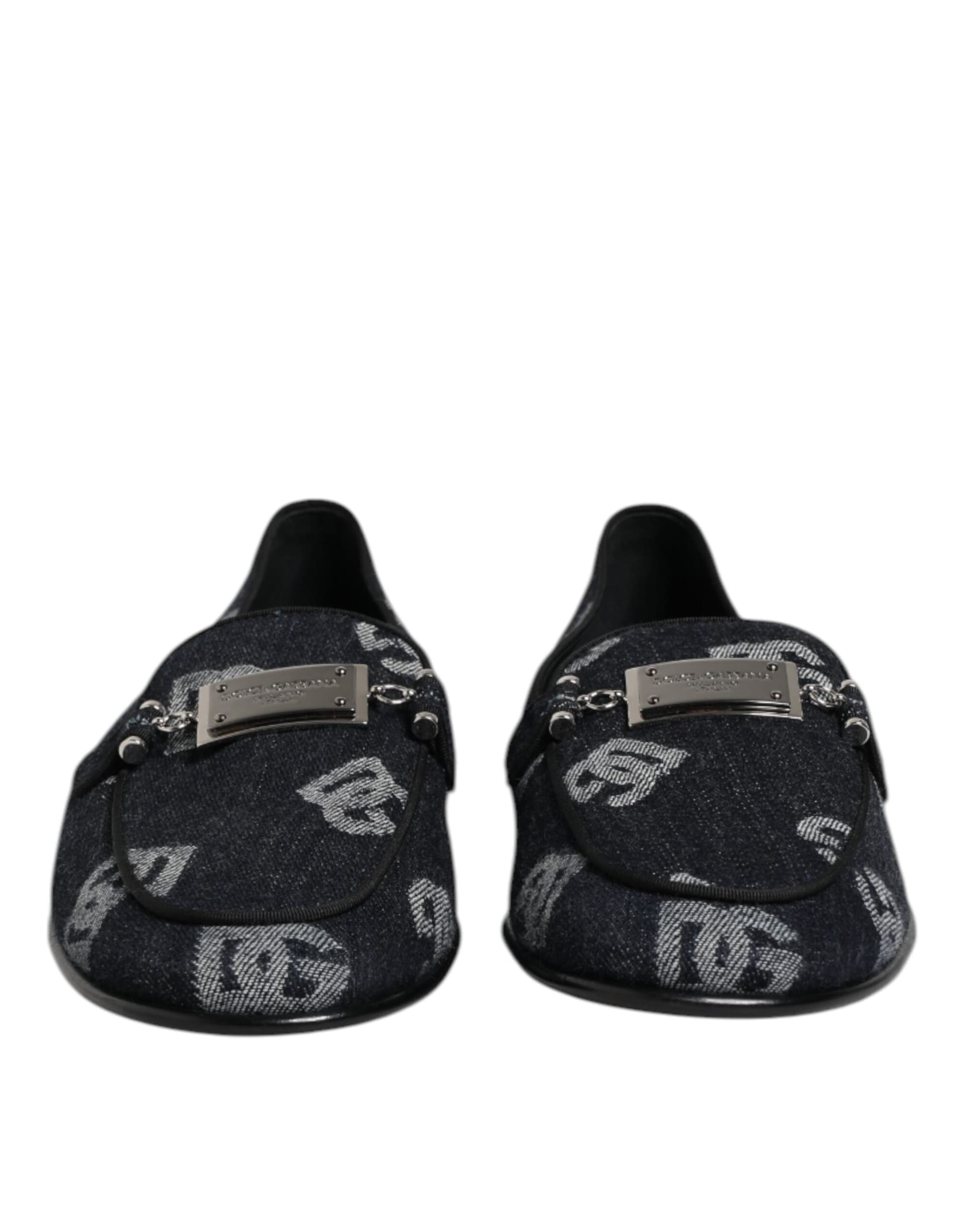 Dolce & Gabbana Blue Logo Cotton Loafers Formal Dress Shoes - 2