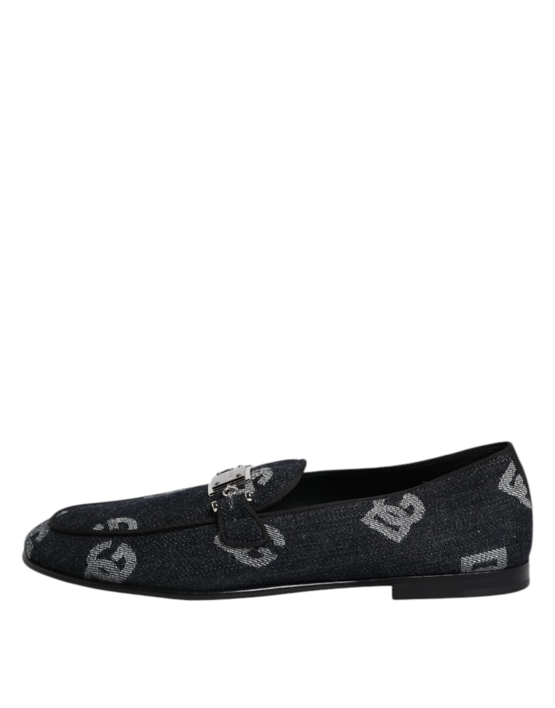 Dolce & Gabbana Blue Logo Cotton Loafers Formal Dress Shoes - 5