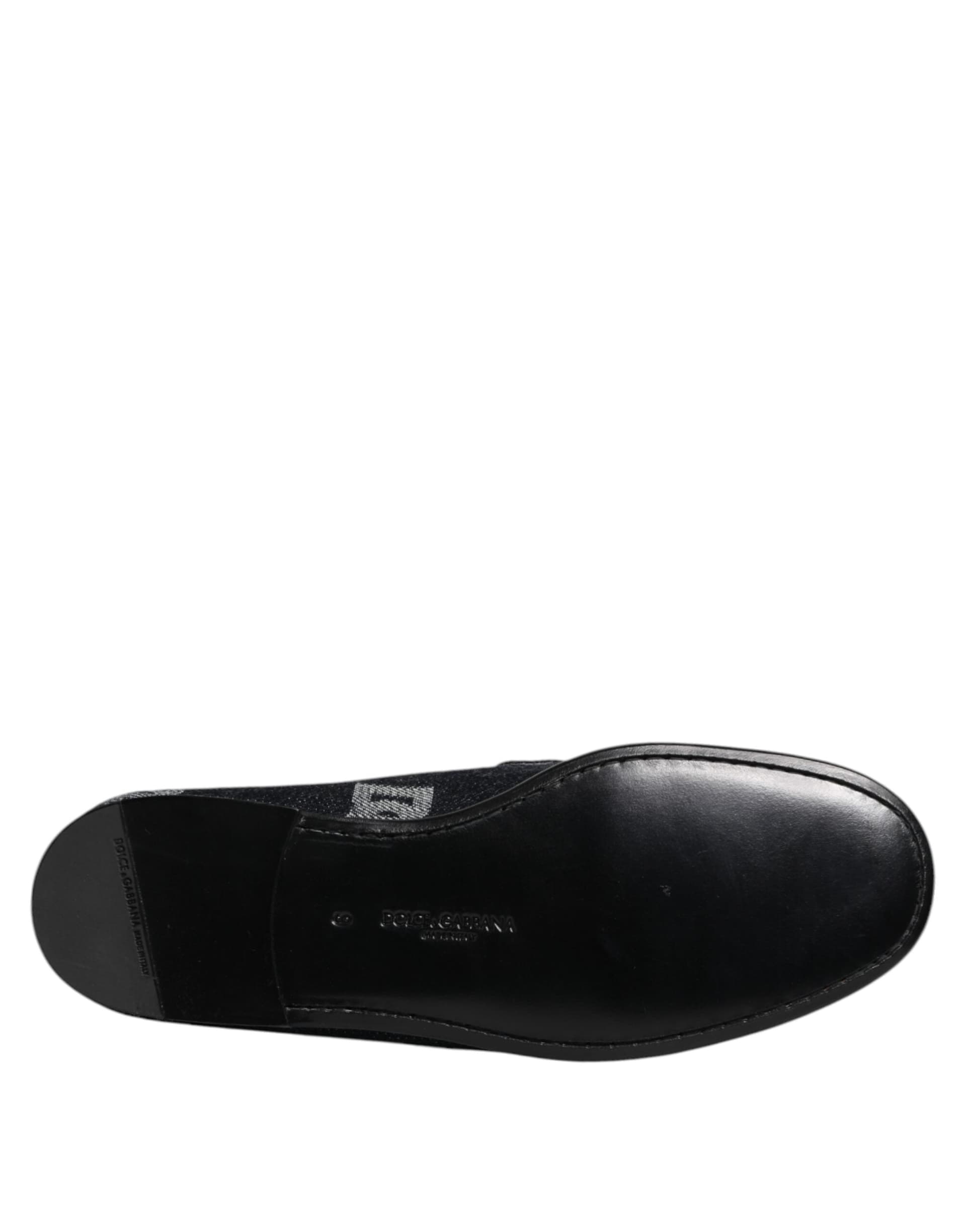 Dolce & Gabbana Blue Logo Cotton Loafers Formal Dress Shoes - 8